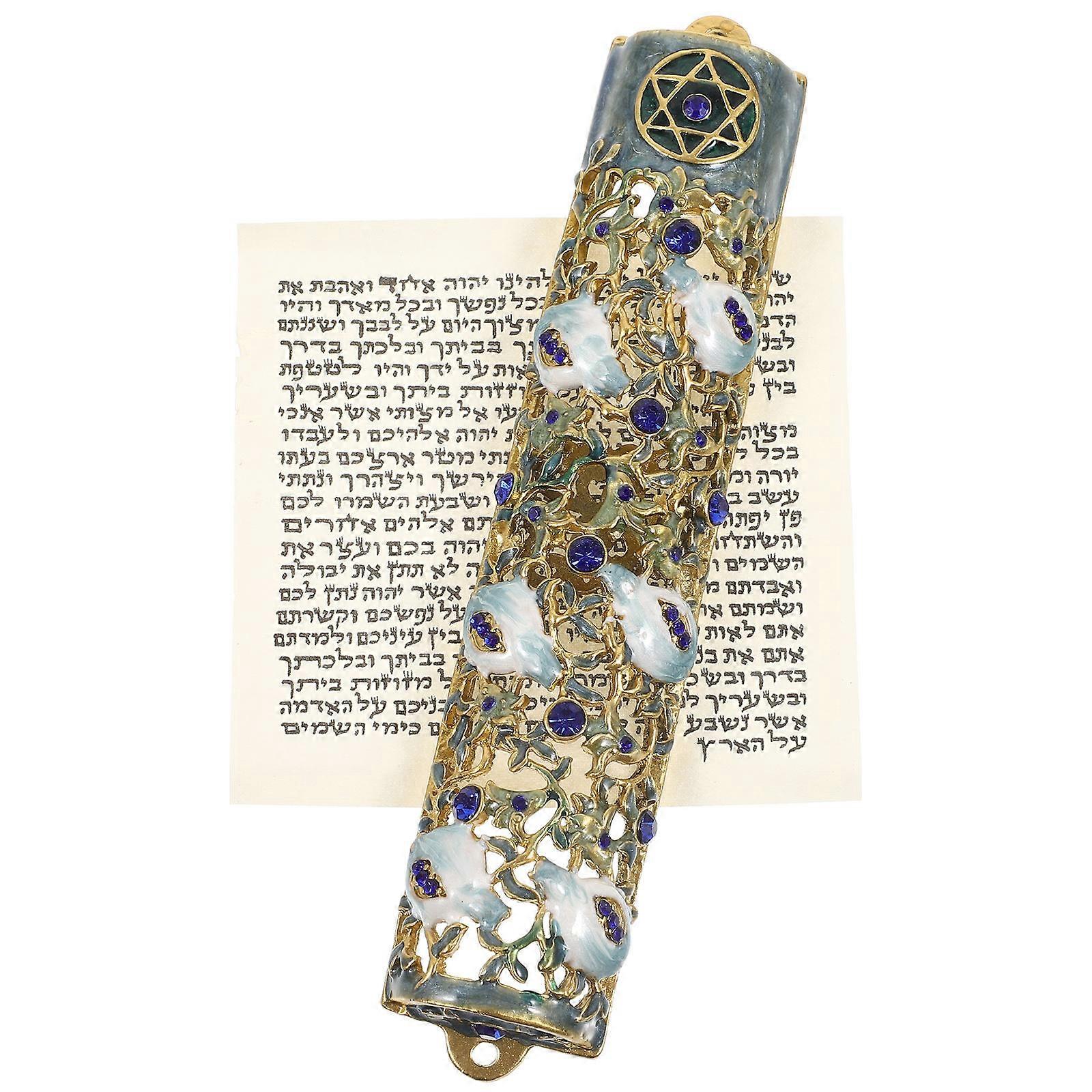 Mezuzah Door Decoration Featuring Blessing Scripture Ideal For Home Decoration Multi Color Rectangular Alloy 1Pack