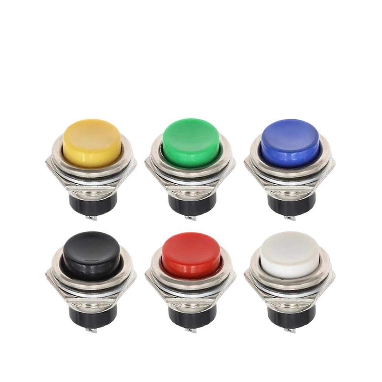 DS212 16 mm Power Switch Round Switch Small SelfReset Momentary Push Button Start Compound Button Power Switch Red (White, 20 Pieces) 20PCS White