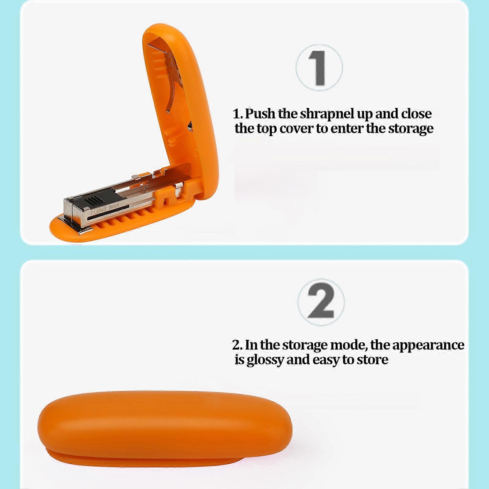 Mini Stapler Leverage Structure Save Labour Foldable Portable Stapler for Office School HomeOrange 