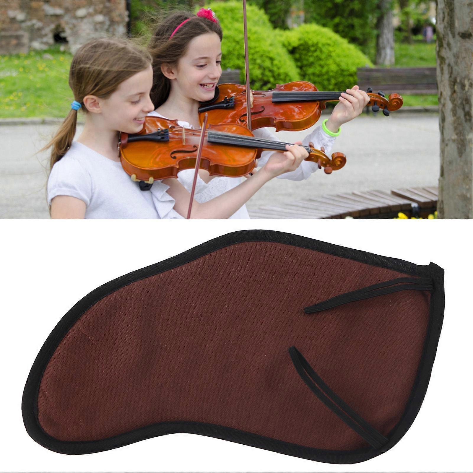 4/4‑3/4 Violin Shoulder Rest Pad Flannel Chin Cushion Protector for Stringed Instrument PlayingCoffee Color 