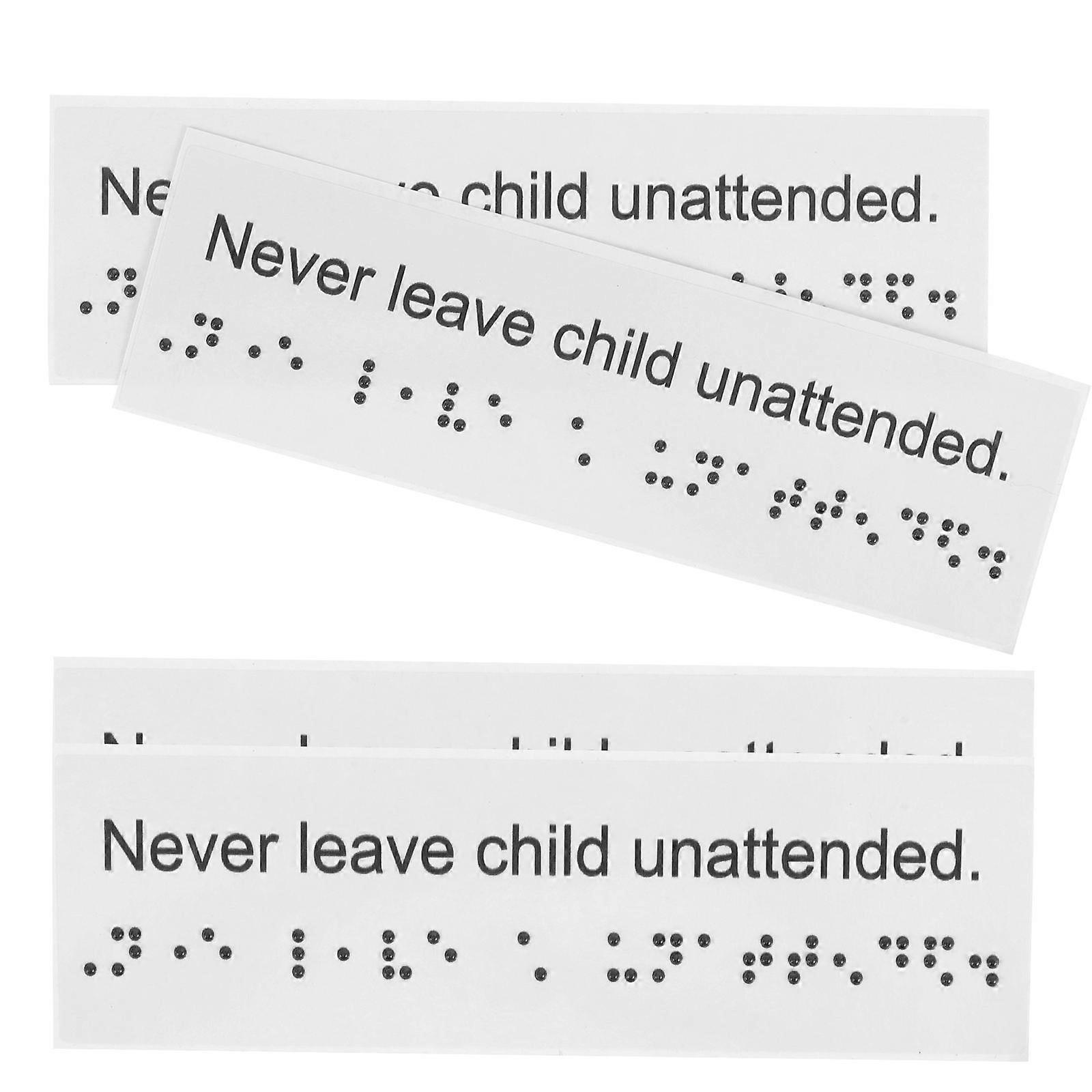 4Pcs White PVC Braille Attention Sign for Outdoor Use with Advanced Printing Technology