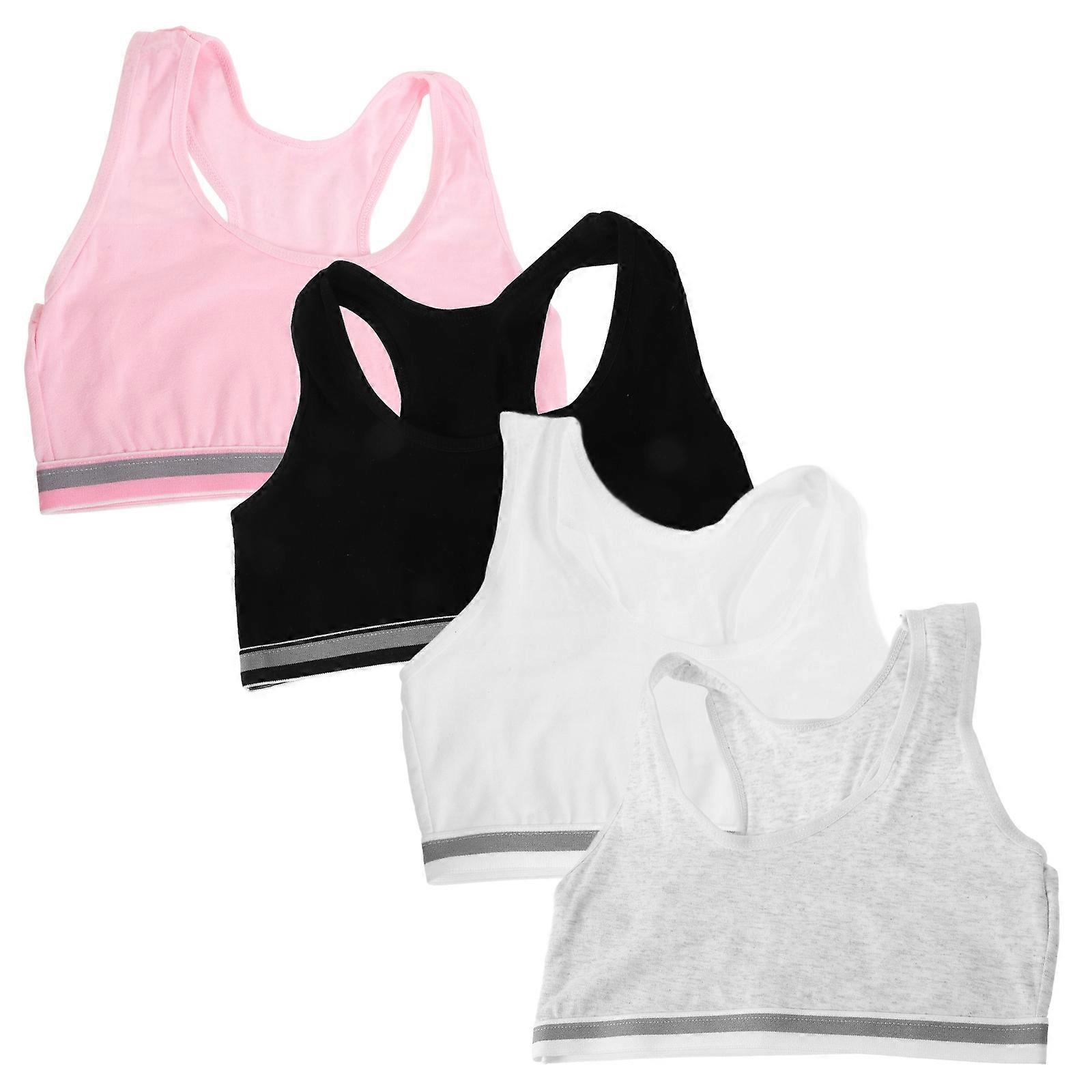 Girls Sports Bras 4Pcs Seamless Design Training Support Bras Style Assorted Color Ideal For Daily Wear Activities