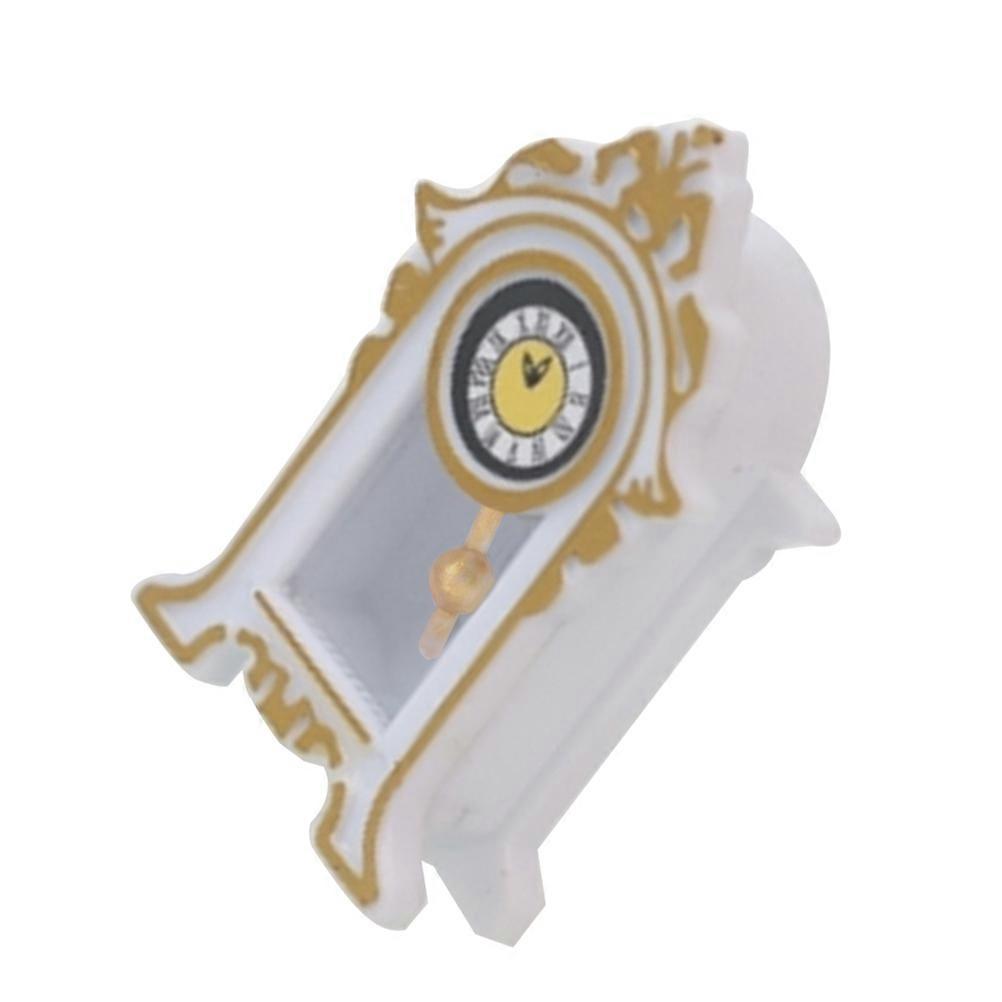Miniature Dollhouse Accessories Pendulum Clock White Color Compact Design 4.70X2.70X1.70CM Clock Function 1Pcs