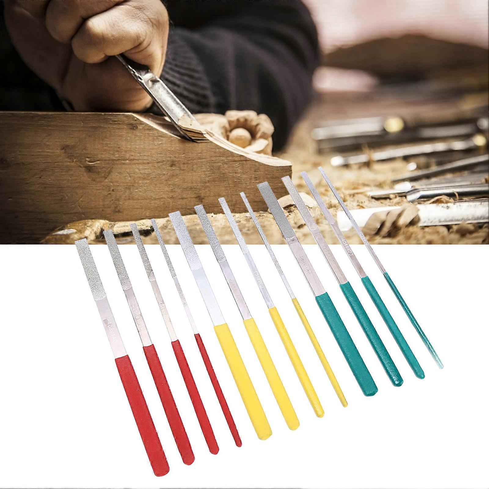 12Pcs Flat File Excellent Performance Comfortable Handle High Hardness Mini File Set