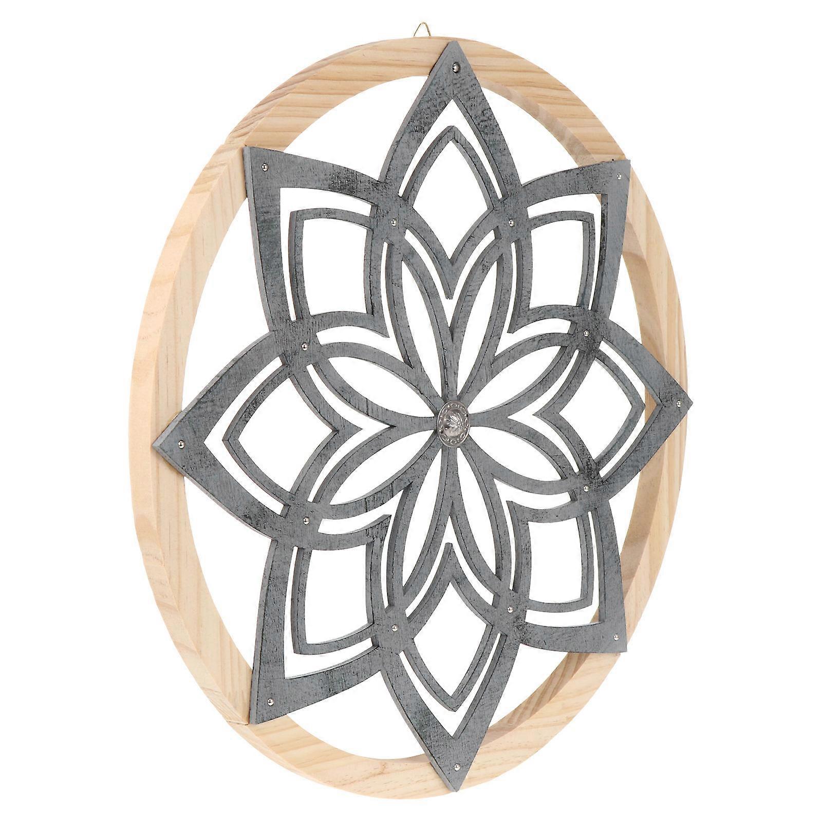 Round Pendant Wall Art Decoration Retro Style For Study And Hotel 40x40cm Iron Material 1Pc