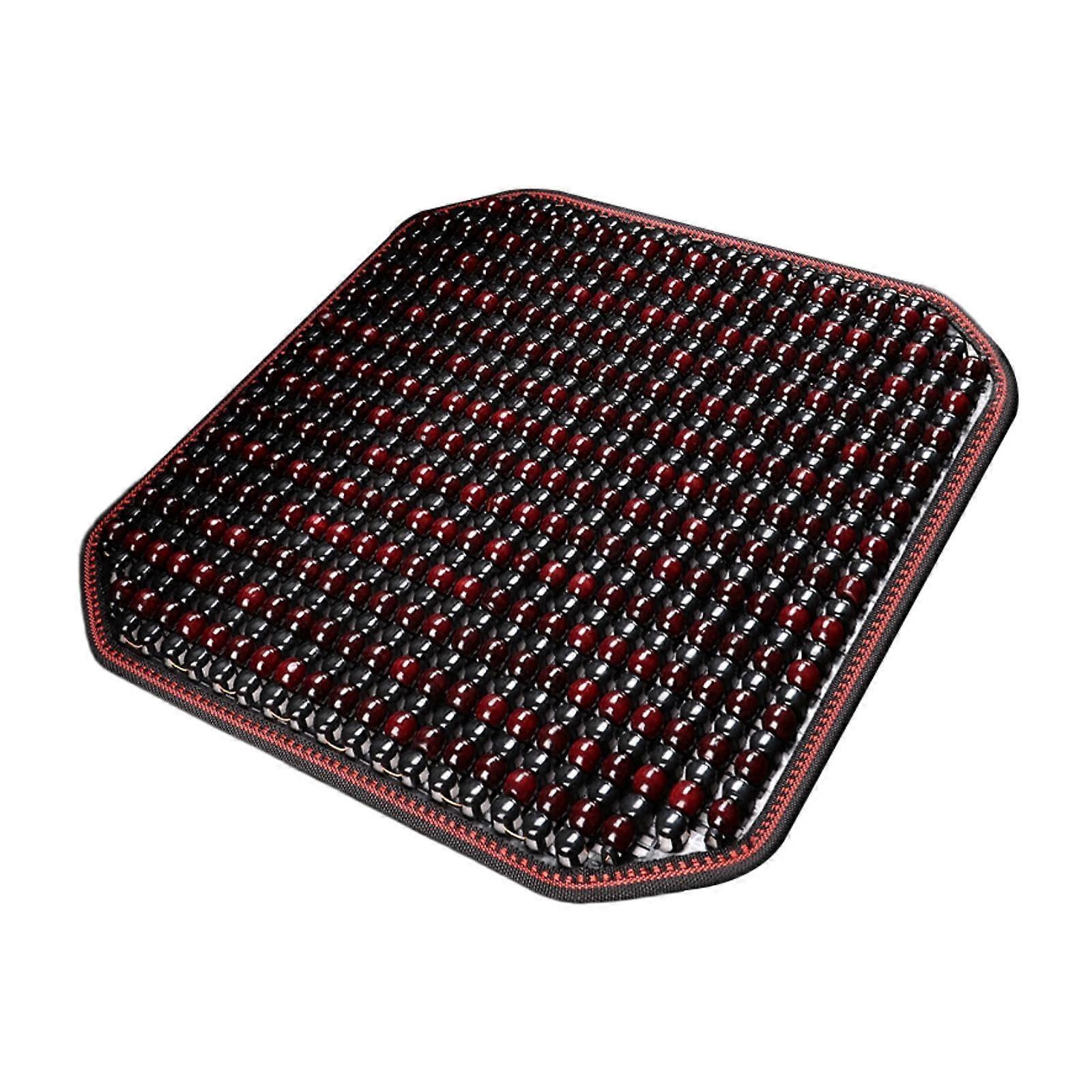 Cover for Car Seats with Wooden Beads, Dark Red, Universal Fit, Wood Bead Trim, Polyester Backing