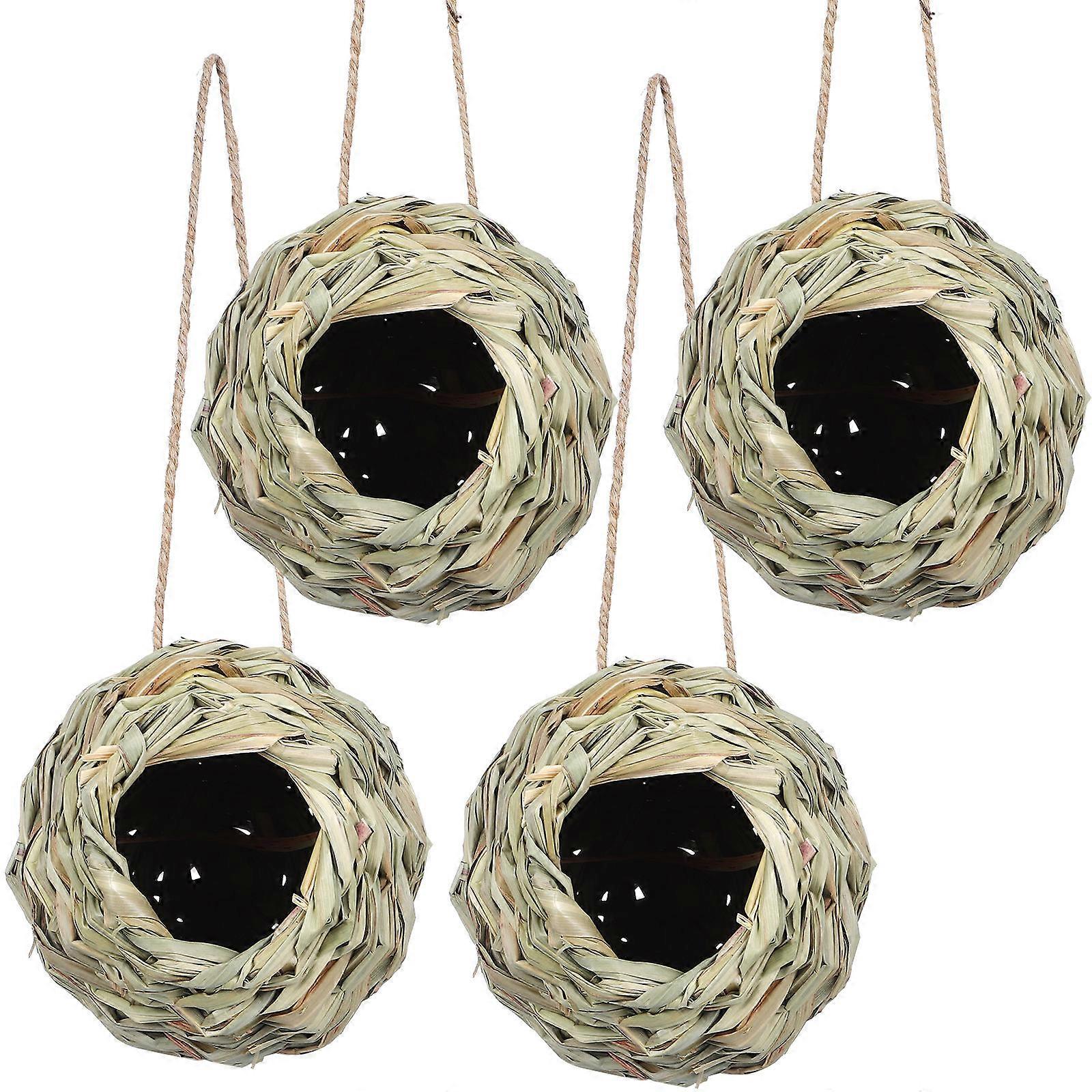 4 Pcs Woven Hanging Hummingbird Nests Bird Houses Birdcage Parrot Resting Nest