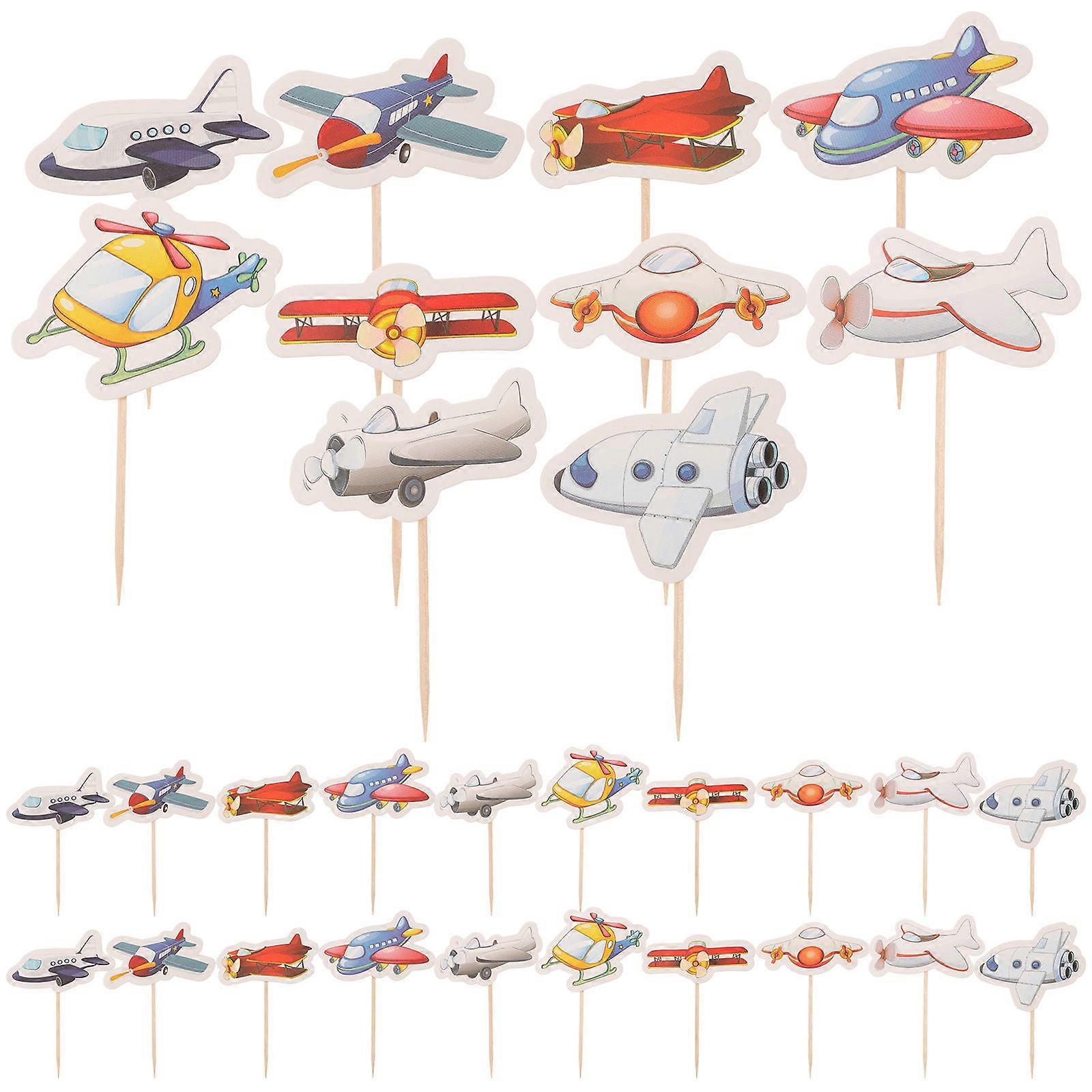 Aircraft Toy Cake Toppers for Cupcake Decoration with 30Pcs Assorted Color