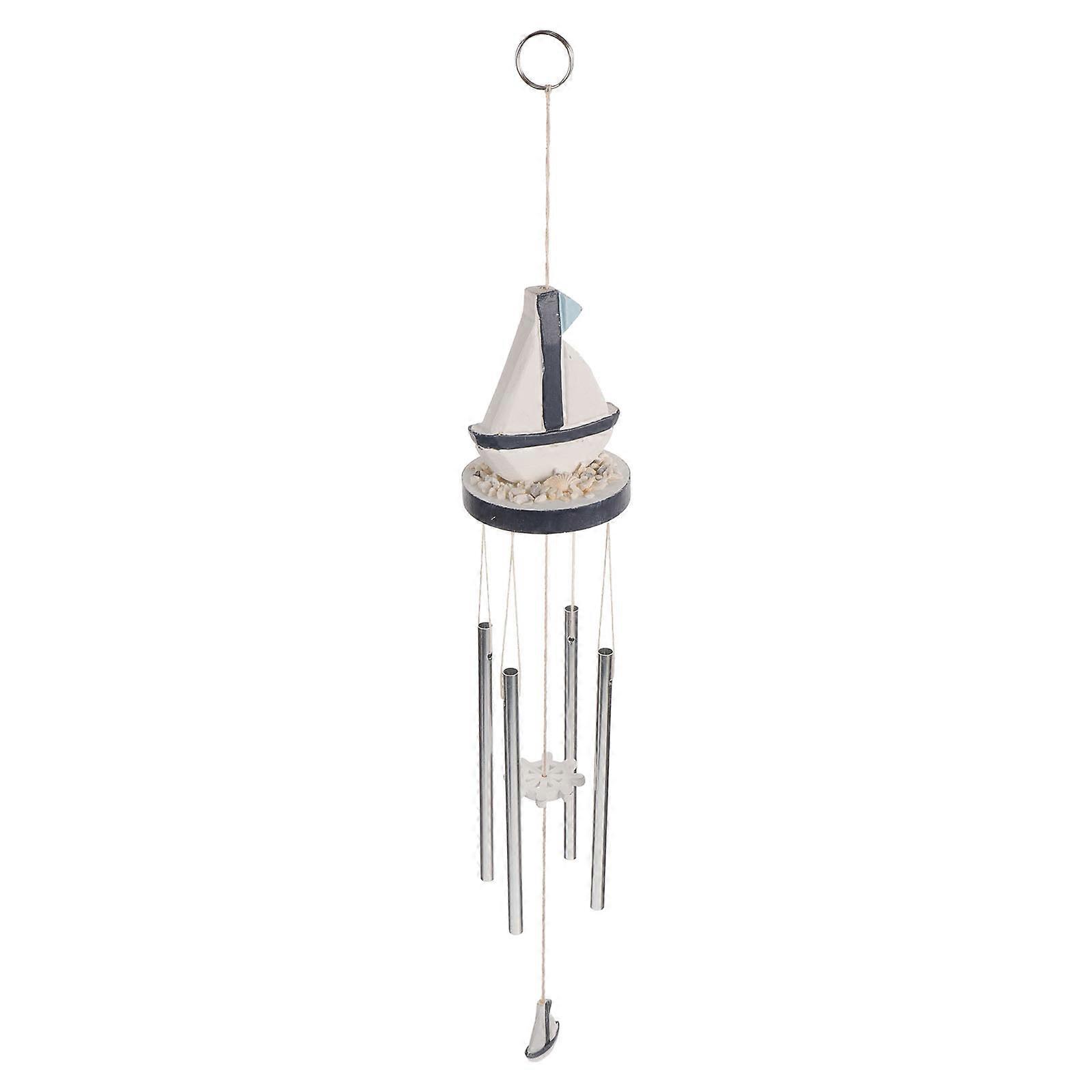 Mediterranean Wind Chime with Ocean Elements, Nautical Hanging Ornament for Indoor Outdoor, Coastal Home Decor for Beach Lovers