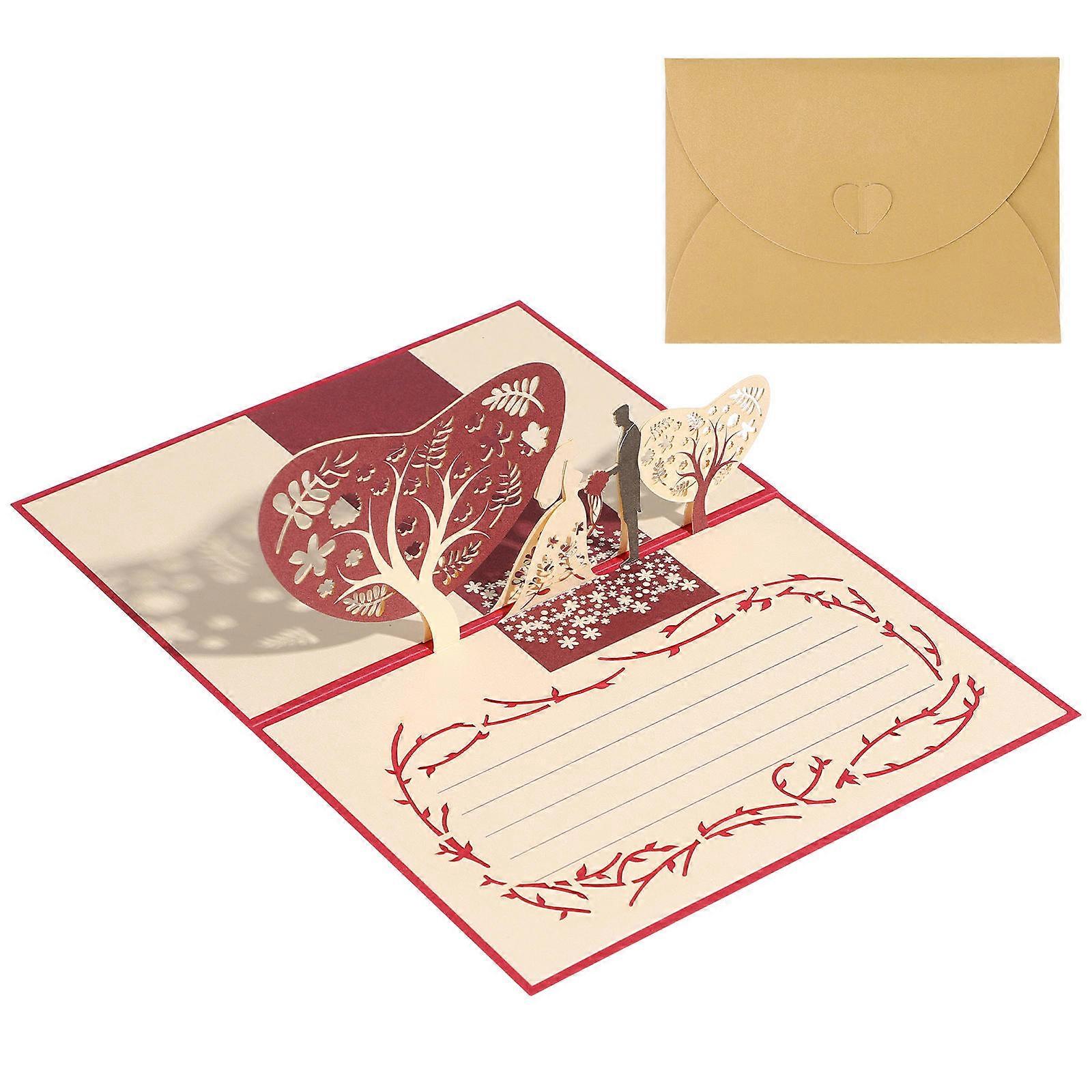 Interactive 3D Greeting Card with Bride and Groom Theme, Suitable for Loved Ones