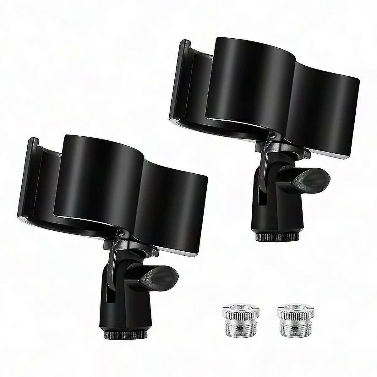2 Pcs Mic Clip Holder, Adjustable Microphone Clamp with 5/8" to 3/8" Screw Adapter for Studio Recording