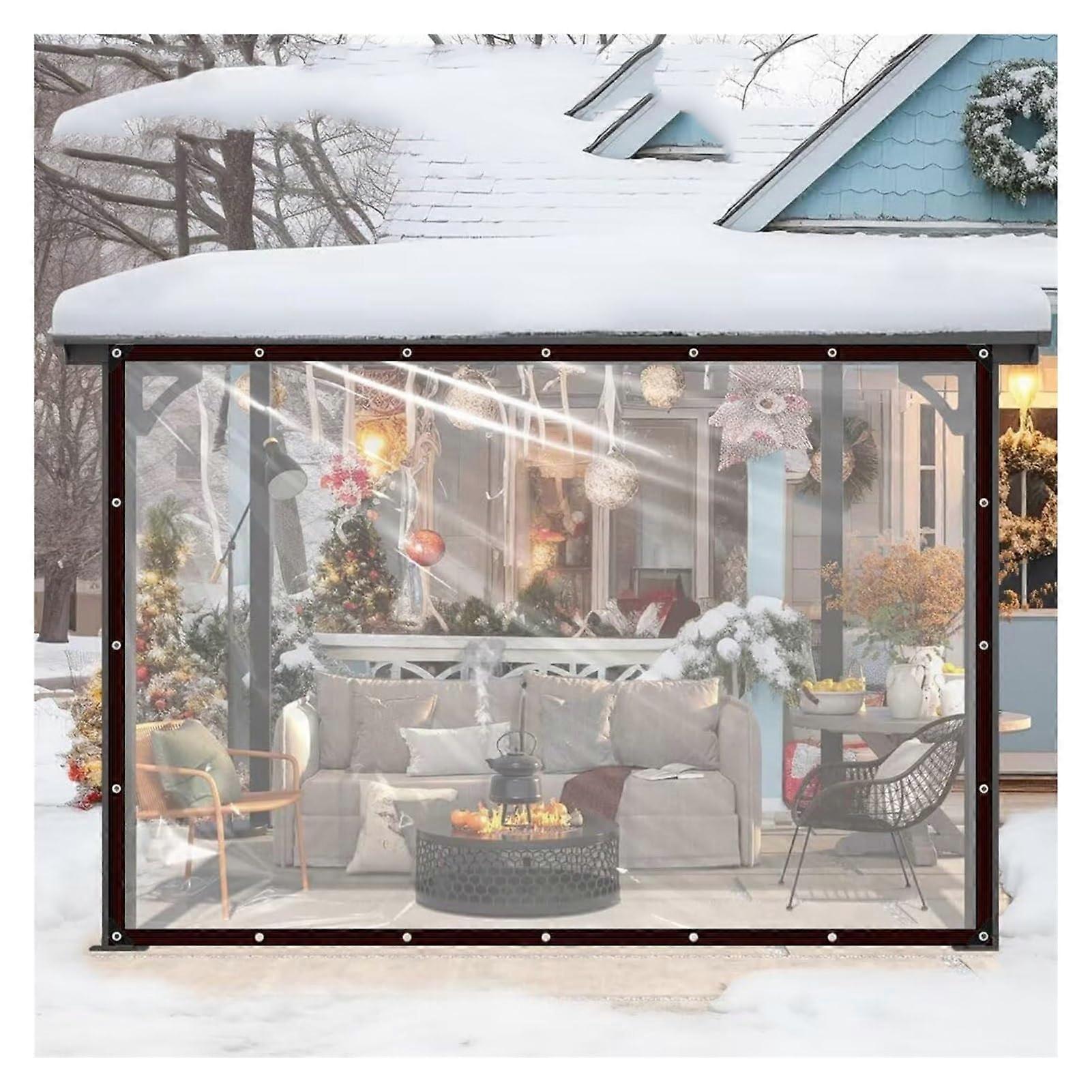 Transparent Tarpaulin Curtains for Outdoor Use, Waterproof with Grommets, Clear Partition for Pavilion (2.5x2.5m/8.2x8.2ft)