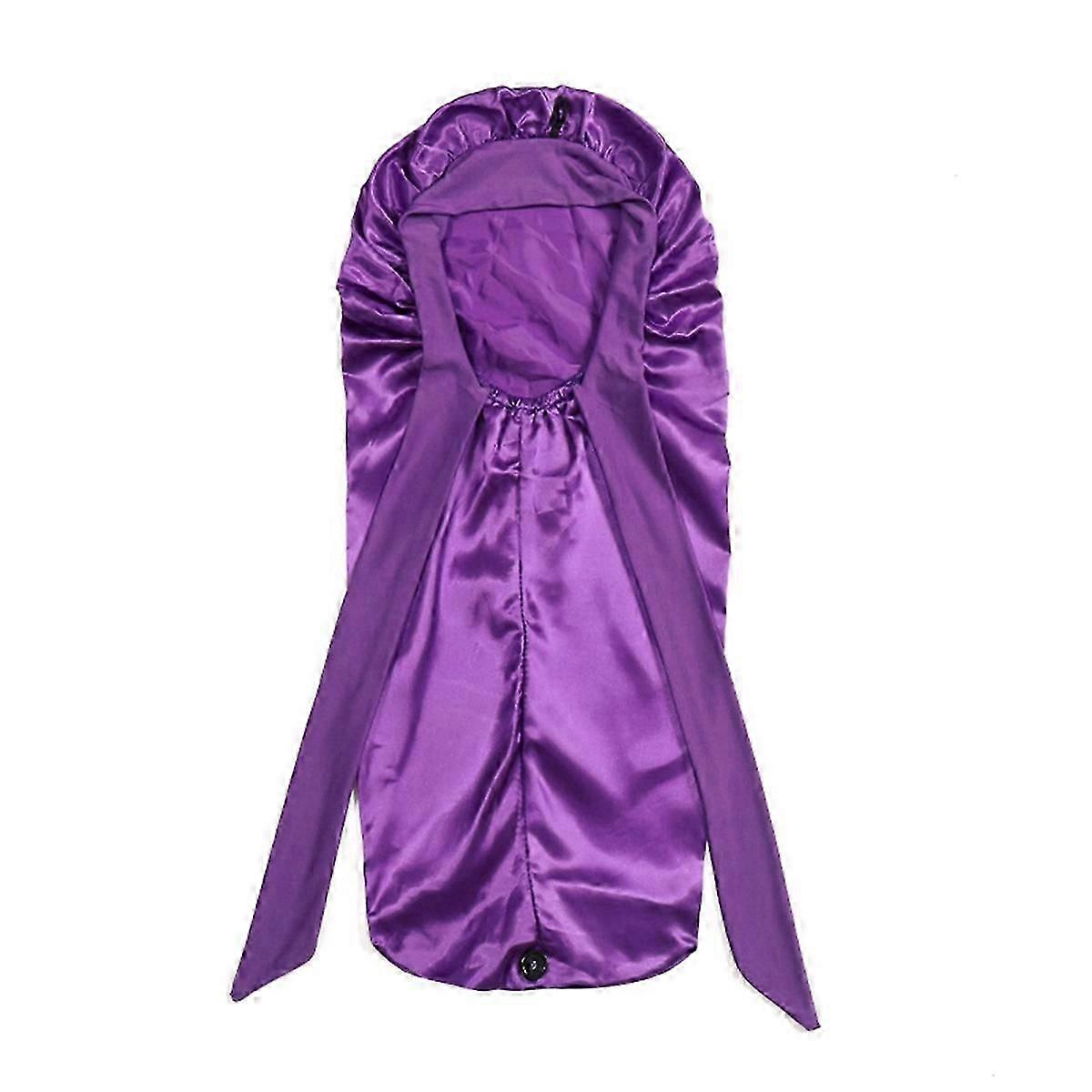 Women Sleeping Hat Long Tail Braid Hair Night Sleep Cap deep