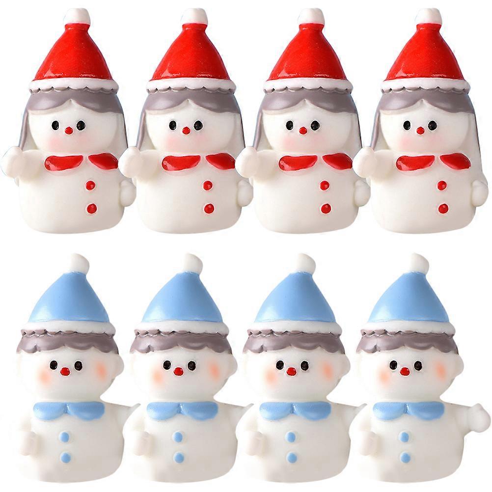 Decorative Snowman Figurines 8Pcs Cartoon Style Tabletop Centerpiece Special For Christmas Occasion Made Of Quality Resin Assorted Color