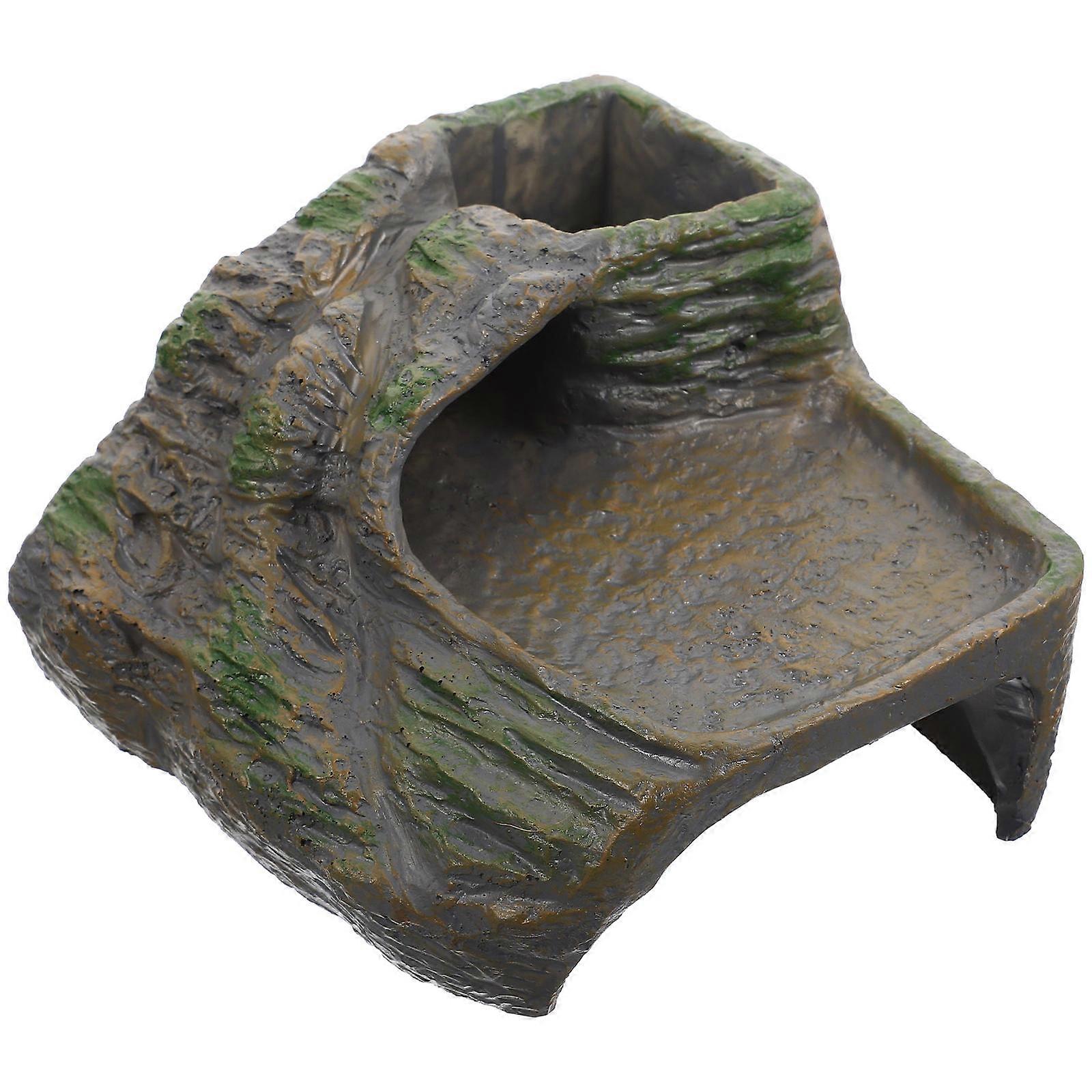 Reptile Climbing Decor Turtle Hideout Decorative Display for Amphibian Shelter Dark Brown Hiding Spot 1Pack