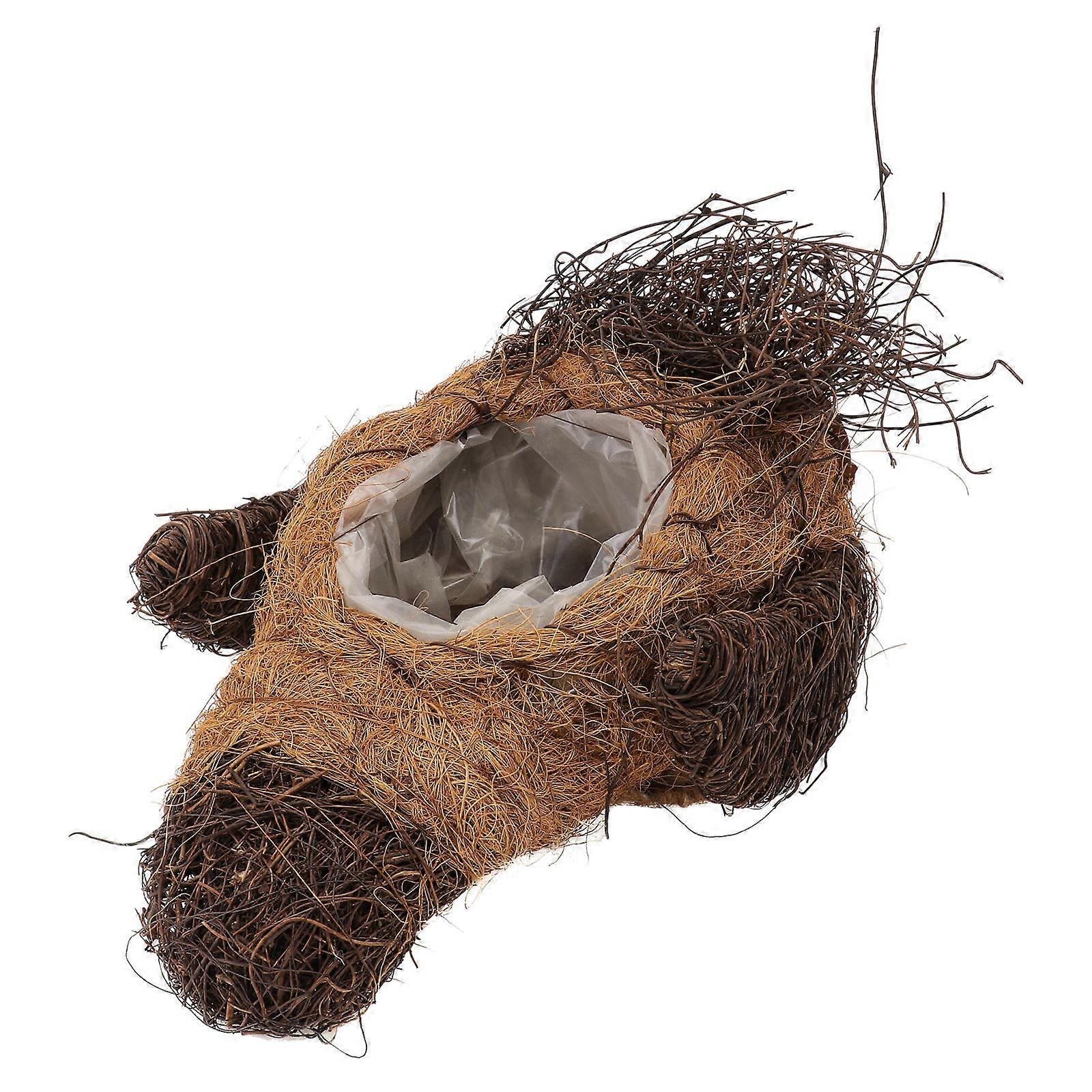 Artistic Owl Shape Coconut Flower Basket For Home Decoration And Gift Giving Brown Color With 26x20cm Size 1Pack