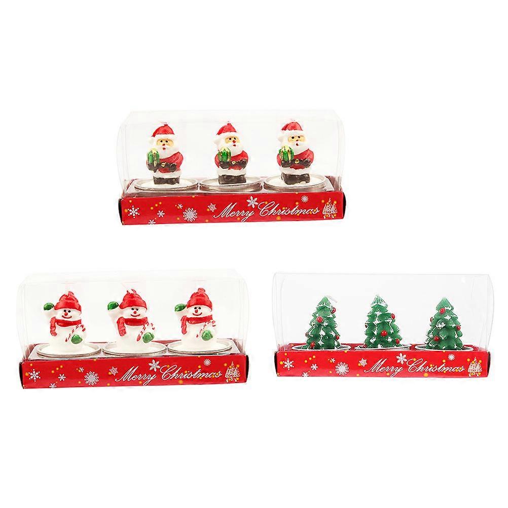 Festive Atmosphere Candle Set Comprising 9Pcs Featuring Various Christmas Designs Such As Santa Claus And Snowman For Holiday Decoration