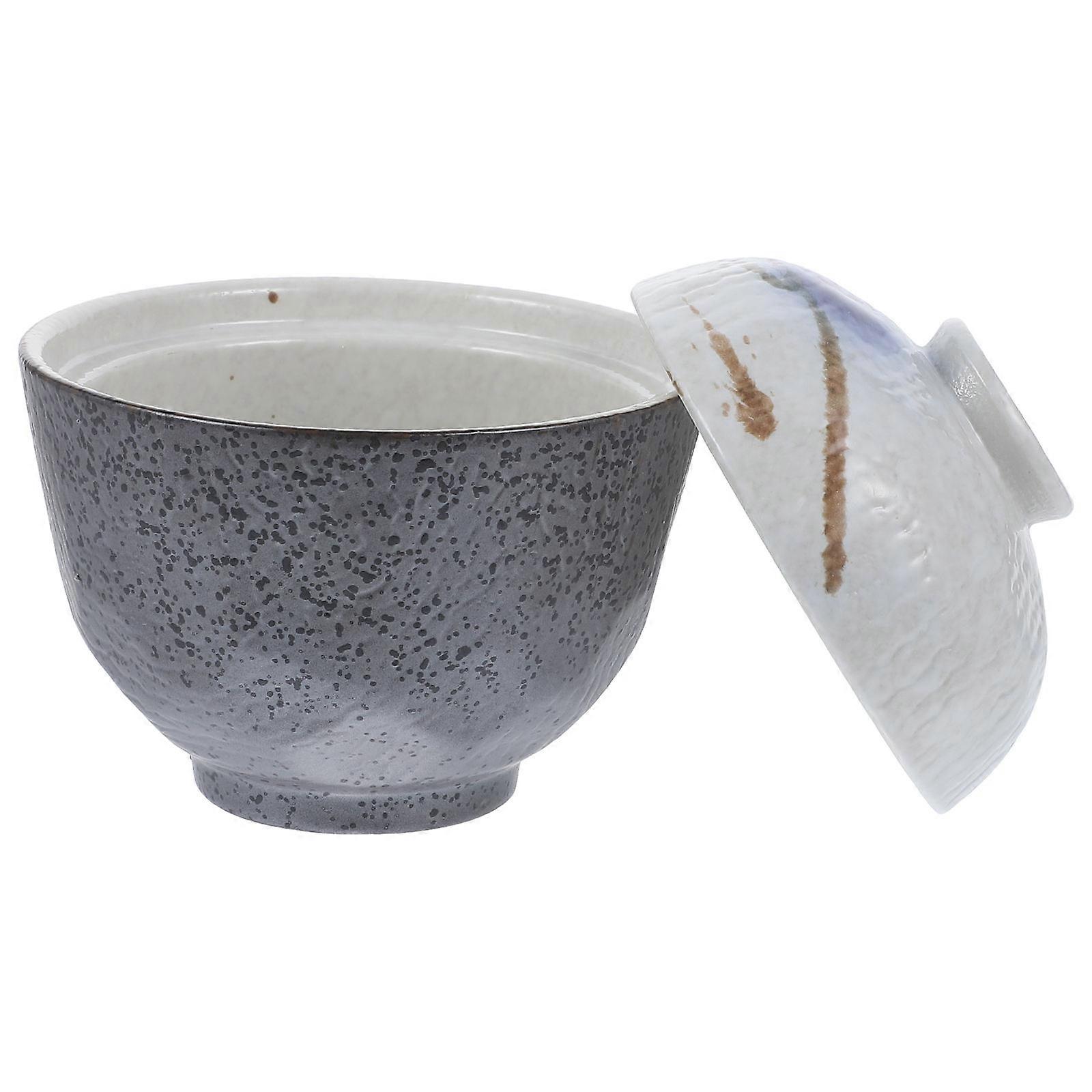 Elegant Japanese Ceramic Stew Bowl with Lid – Heat Retaining Porcelain Soup Pot for Noodles and Home Cooking