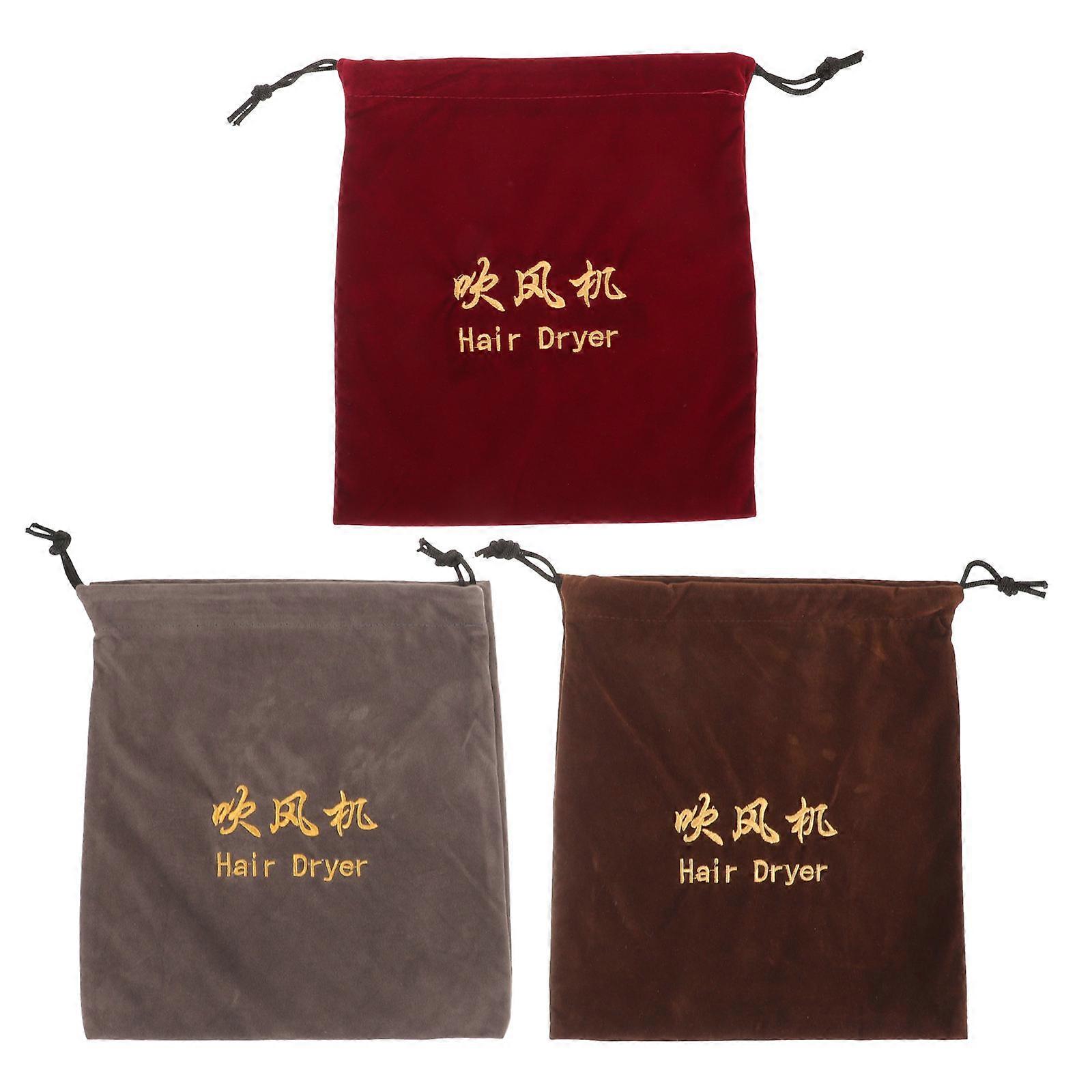 Practical Drawstring Hair Dryer Storage Bag For Hotel Use 29.5X27Cm Fabric Organizer 3Pcs