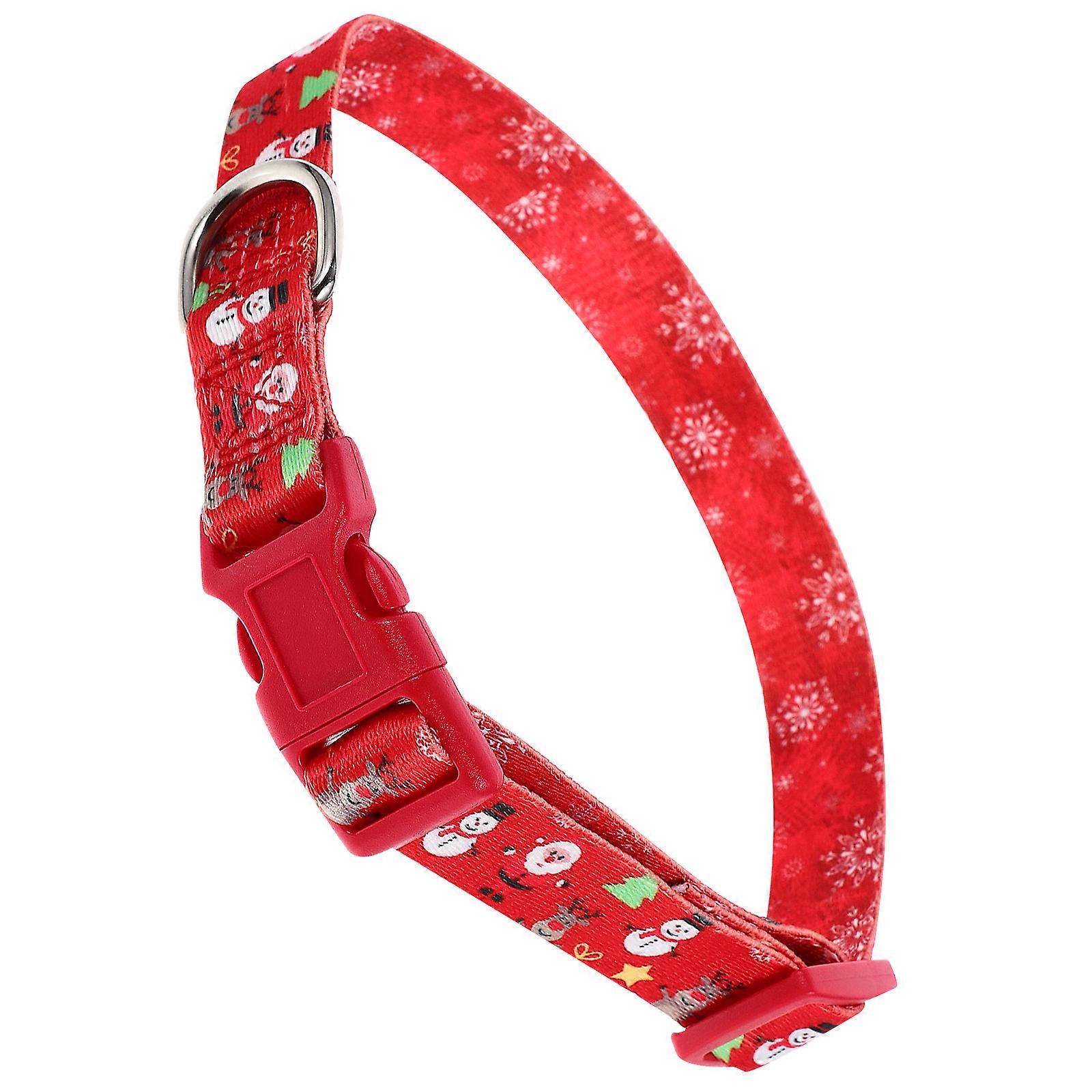 Christmas Dog Collar Adjustable Lightweight Polyester Red Collar for Pets with Safety Buckle 0.5 Inch Wide