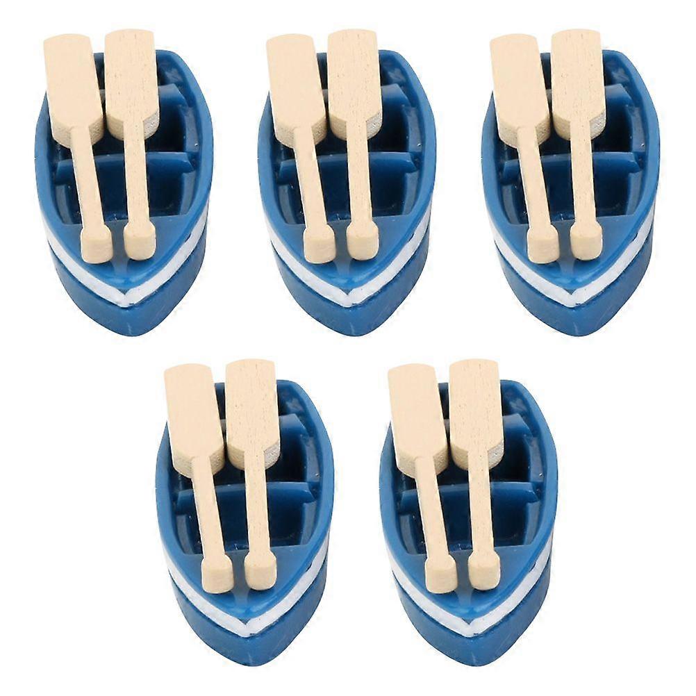 5 Sets Miniature Dollhouse Boat with Oars Mini Fairy Garden Ornament Accessories