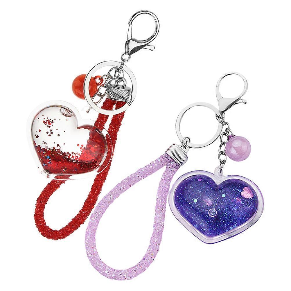 Cute Heart Shaped Moving Glitter Sand Keychain with Durable Acrylic Alloy Craftsmanship Assorted Color