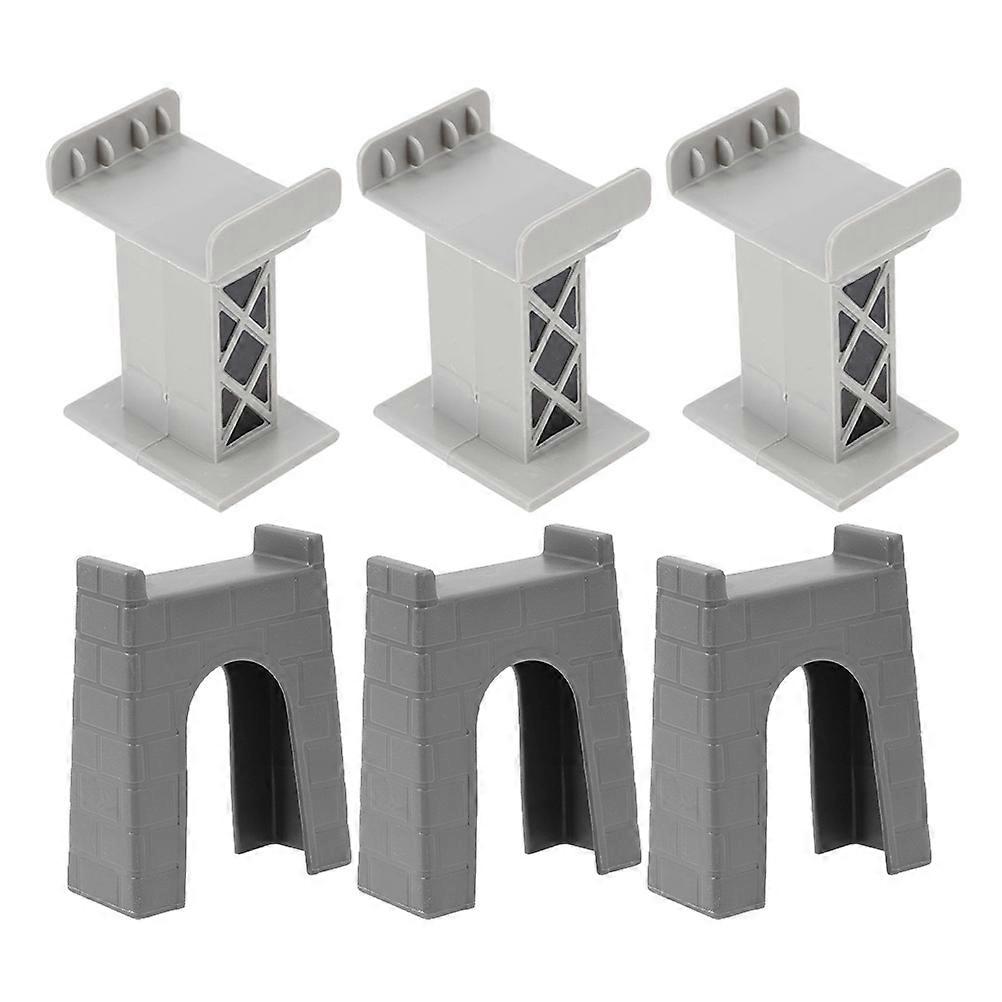 6pcs Grey Train Bridge Supports for Railway Tracks – Stable & Creative Track Configurations