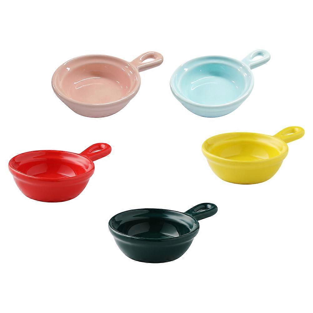 5 Pieces Ceramic Sauce Dishes for Home Use Assorted Colors Practical Appetizer Saucer 3.5 Inch