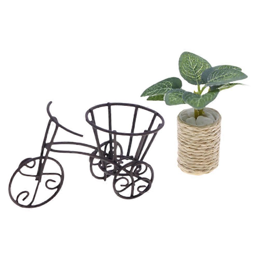Micro Bicycle Flower Stand Mini Tricycle Planter for Home Decorative Use