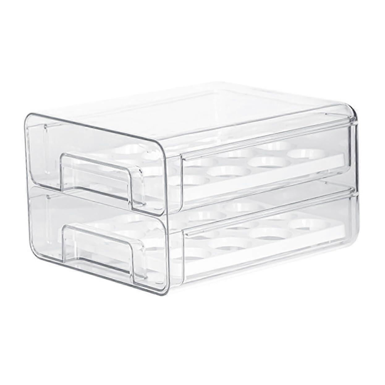 Double-Layer Egg Storage Box for Refrigerator, Reusable Egg Organizer Container, Egg Holder with Lid for Fridge