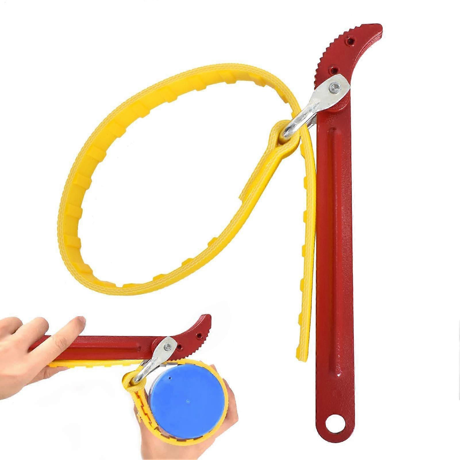 Water Filter Wrench - Adjustable Strap Wrench with Rubber Strap, Carbon Steel Handle, Oil Filter and Faucet Tool