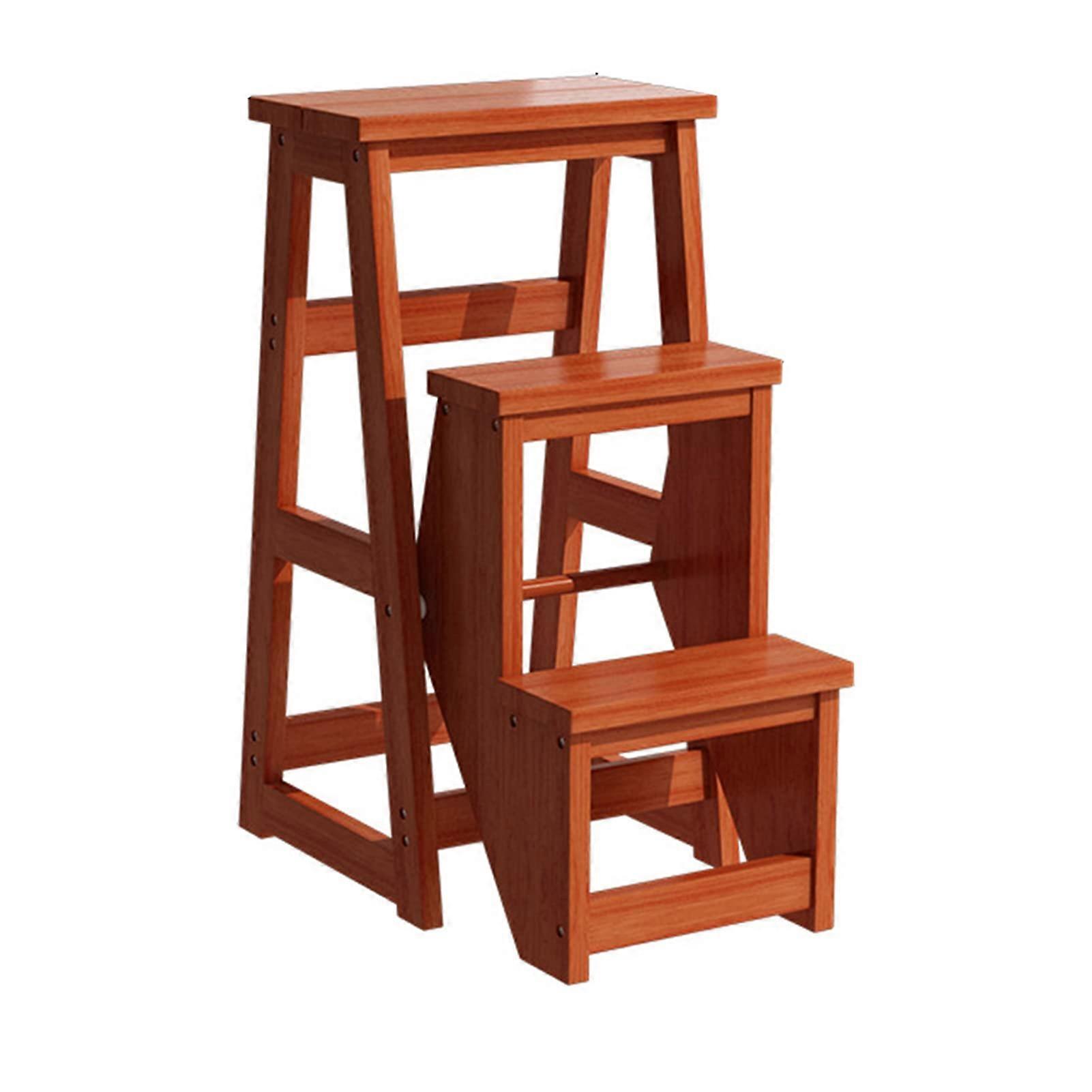 Multifunctional Wooden Folding Step Stool for Kitchen, Office, and Library - Space-Saving Green Design