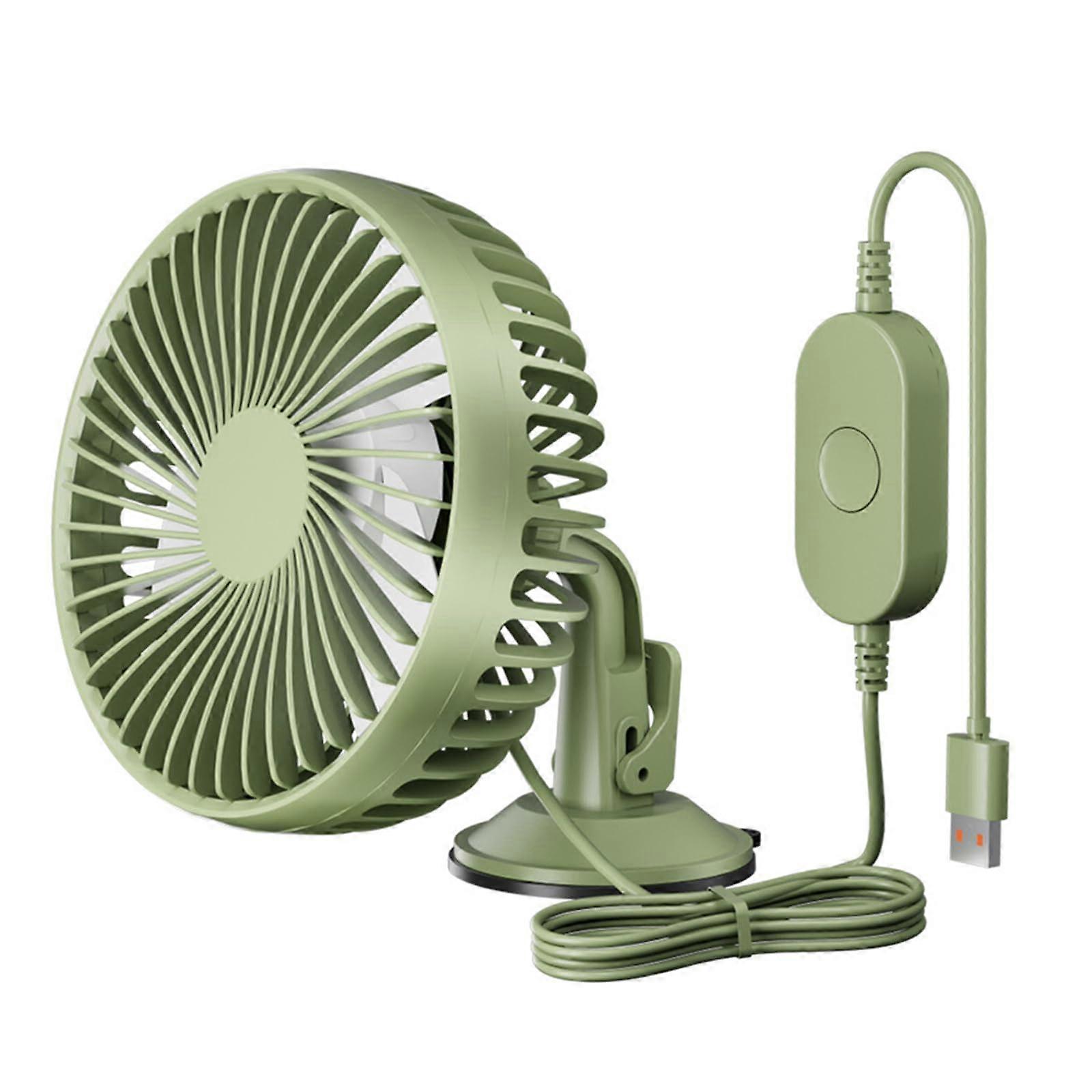 USB Car Fan 360° Adjustable Rotation with 3 Speed Settings, Quiet Low Noise, Strong Suction Cup
