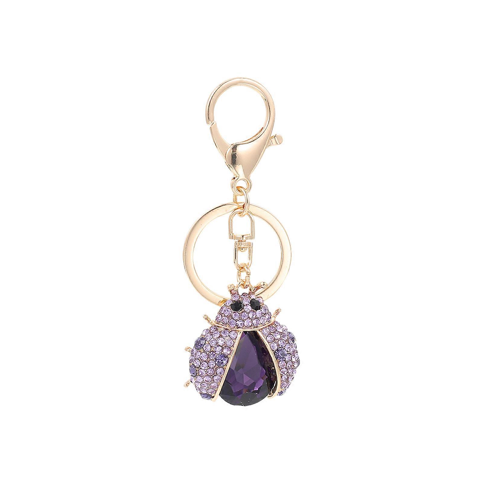 Ladybug Key Chain Pendant for Jewelry Making Zinc Alloy Purple Applicable for Friends 1Pc