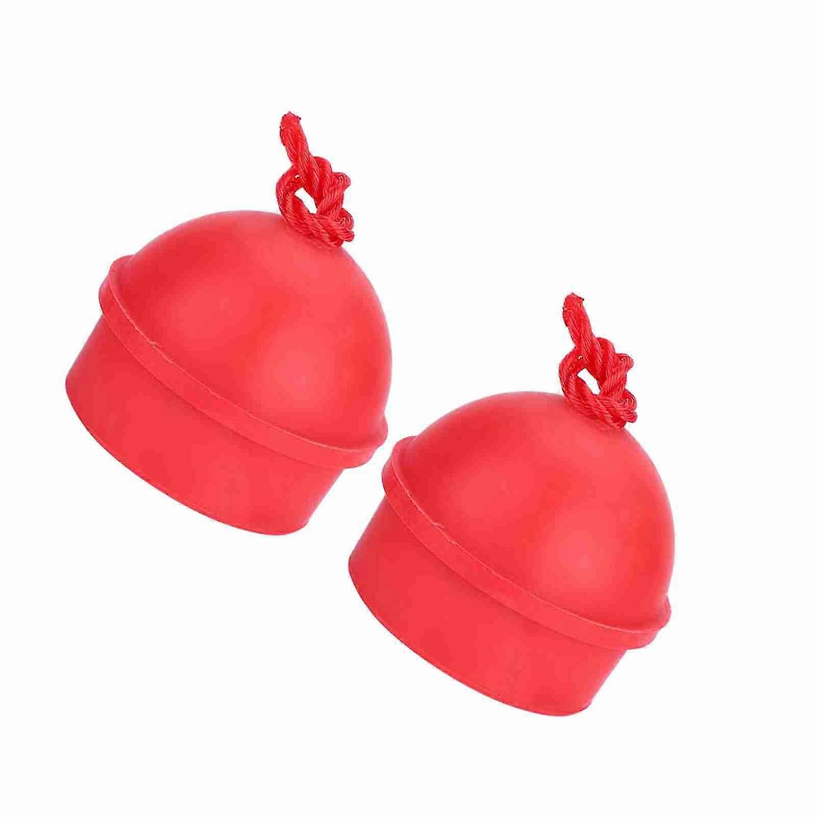 2pcs No Slip Pool Cue Chalk Holders with Cord, 4x4x3.4cm, Red