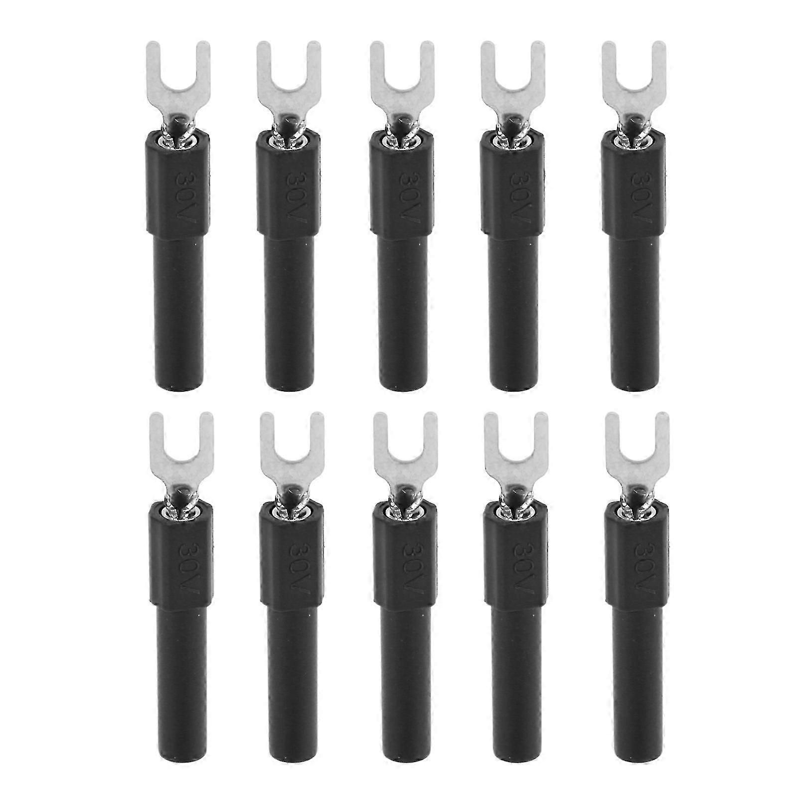 10 pcs 4mm Fork Tip Wire Connectors U-Type Electric Crimp Pins for Testing