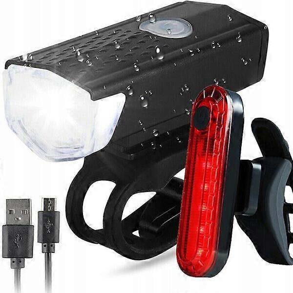Bicycle front and rear light set, 300/120 lumens, waterproof, multi-mode, long battery life