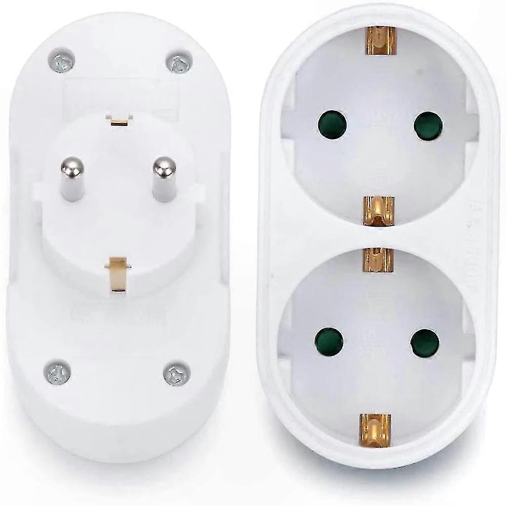 Dual Slot Multi Plug Adapter with Double Plug Socket Horizontal Design