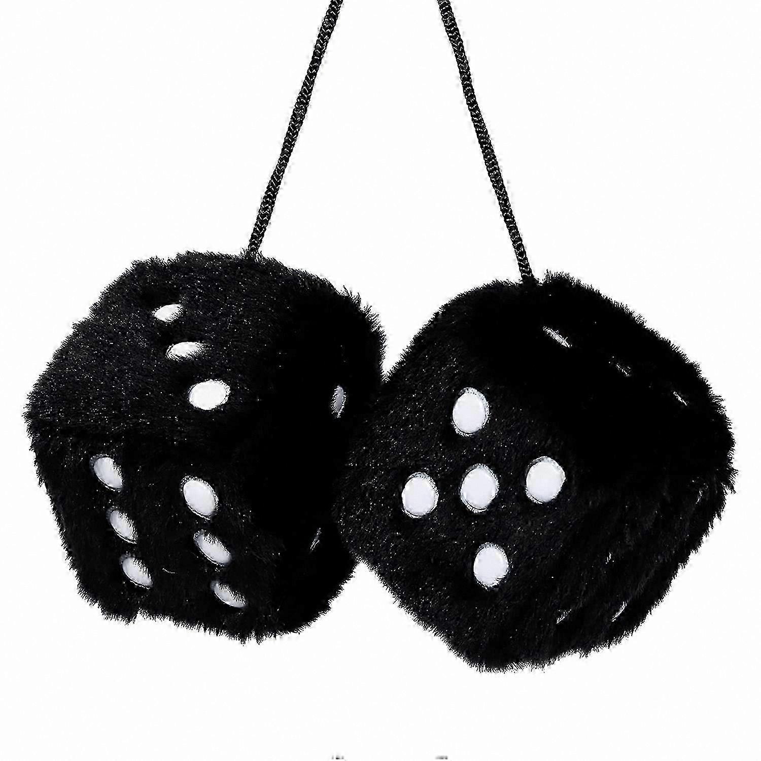 Vintage Square Mirror Hanging Plush Dice Pair for Home Decoration