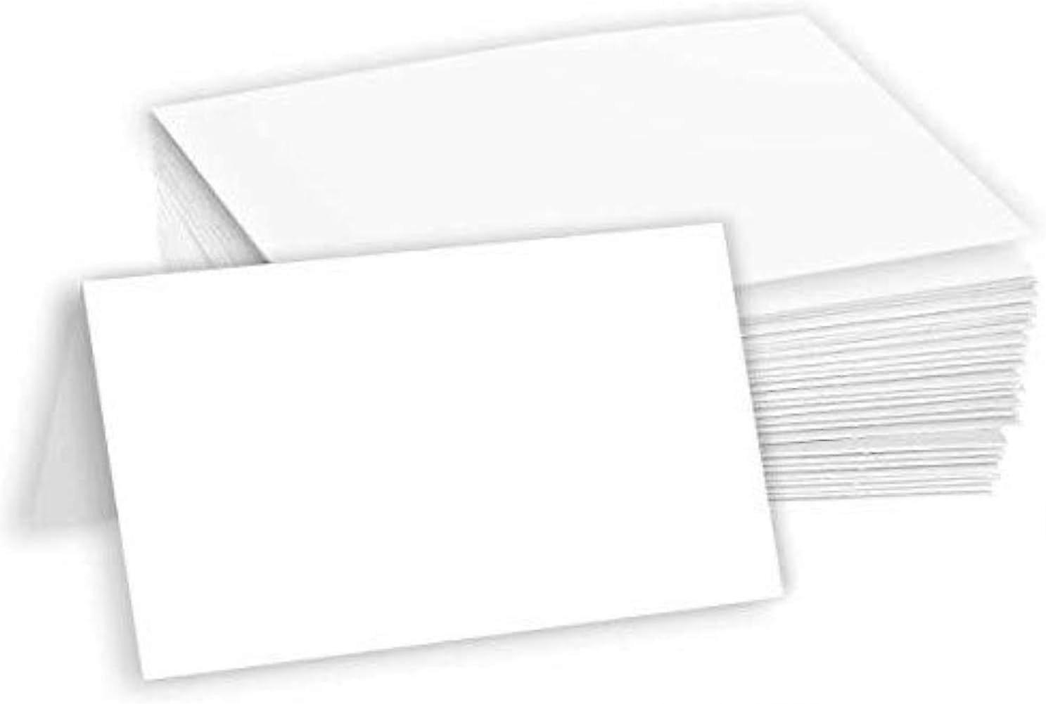 Blank Tent Name Place Table Cards 3 1/2" x 2" Folded Card Stock - White Cardstock Paper 80