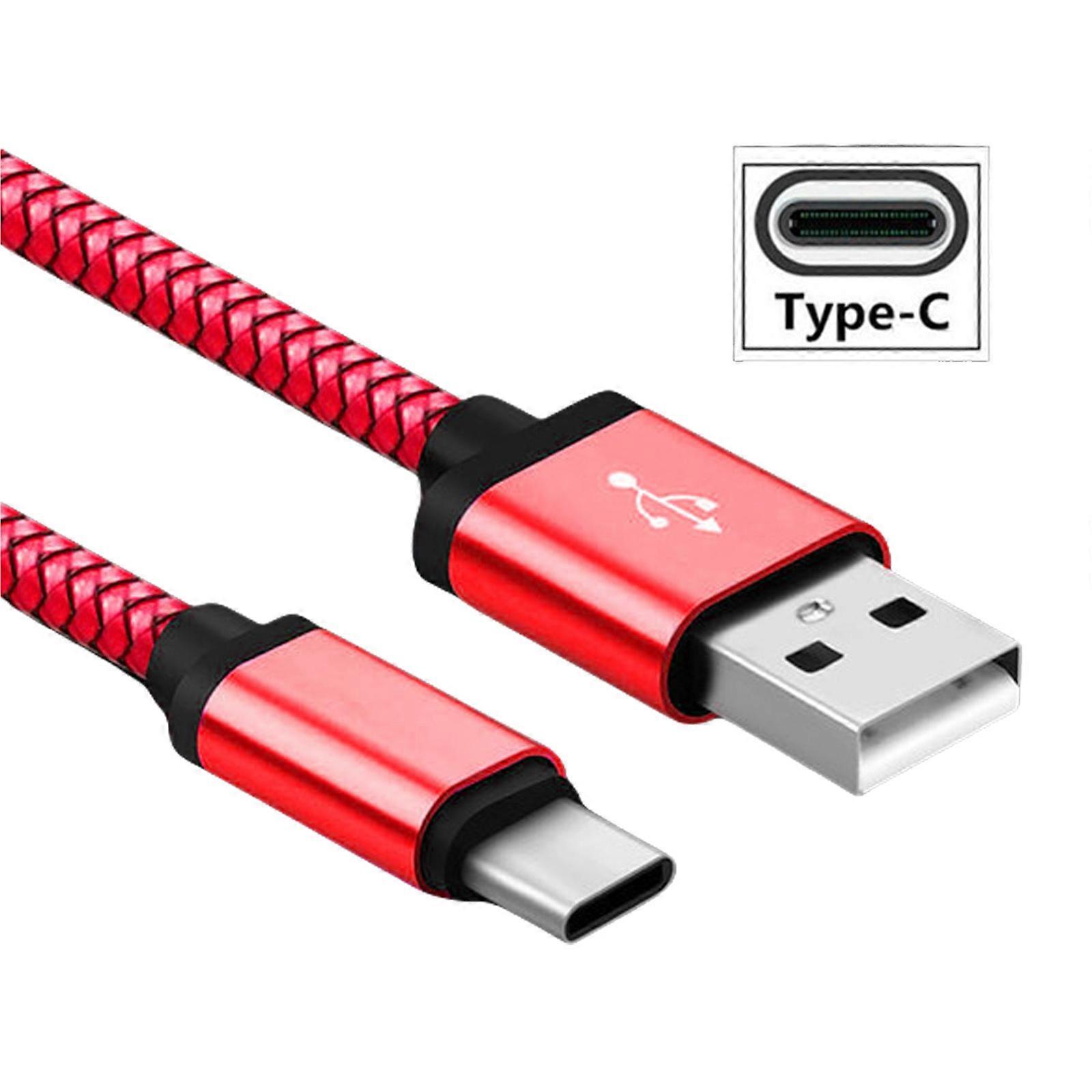 480M Type C Charging Cable With Nylon Braid Fast Charging And Data Sync For Tablets Electronics Accessories  Red