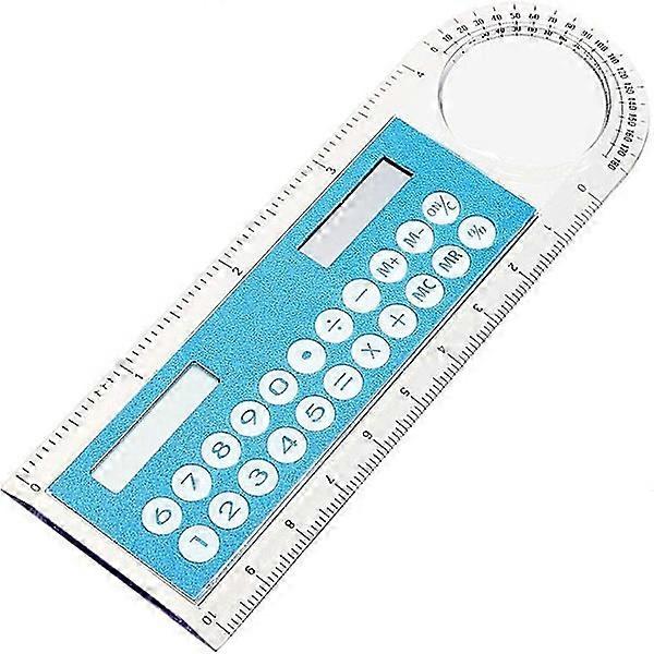 Calculator and Ruler and Magnifying Glass with Large Mirror Student Study Supplies Blue