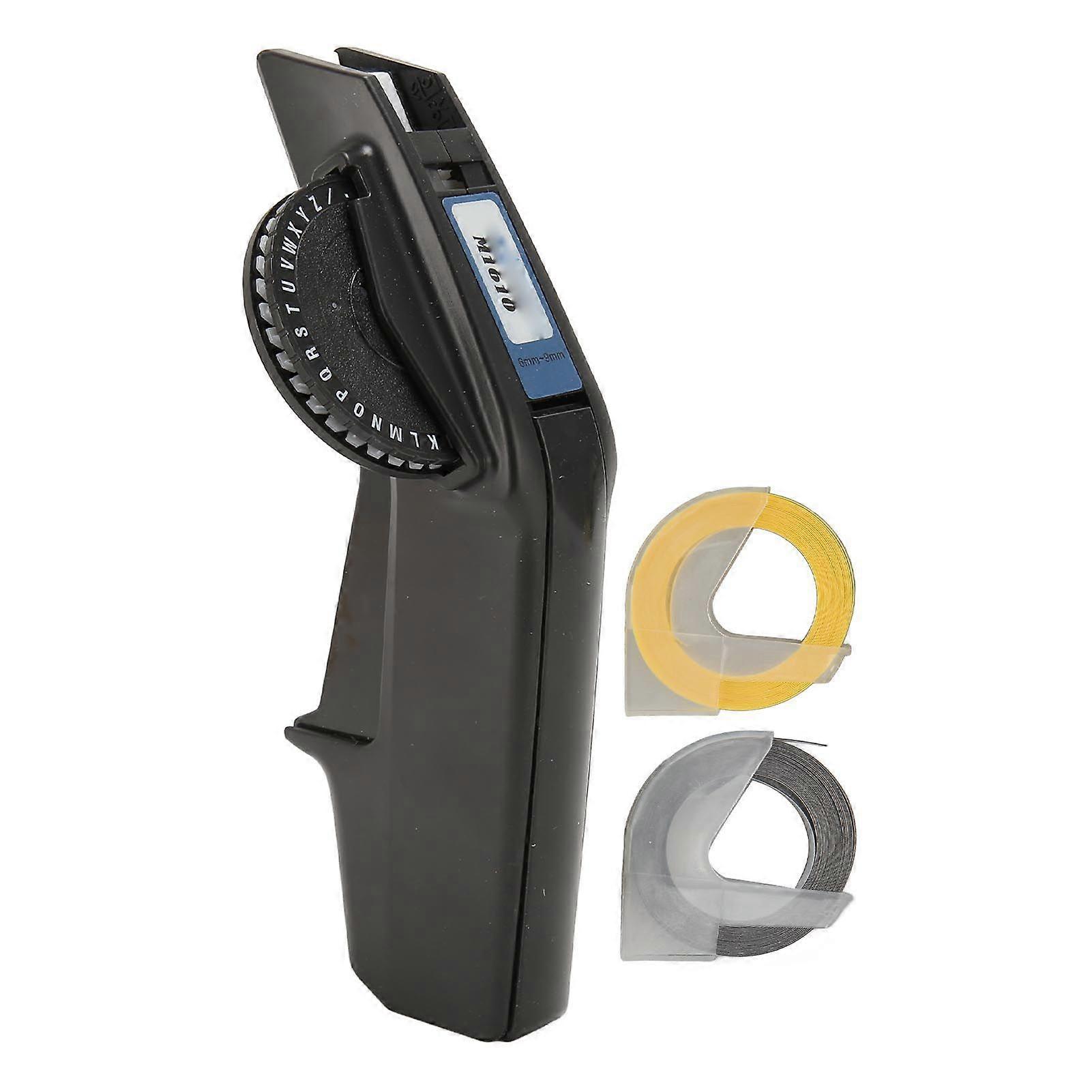 Embossing Label Maker with 2 Rolls Tape DIY Manual Clear Printing 3D Portable Embossed Label Maker Writer Black