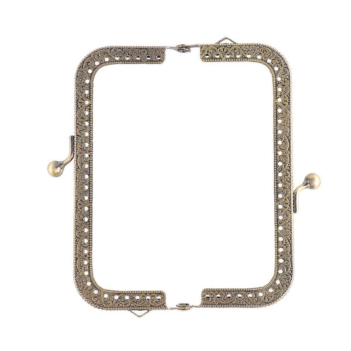 12.5cm Retro Square Iron Purse Frame Coin Bag Decorative Beads Embossed Flower Kiss Clasp Lock for Bag Making DIY Craft Handmade