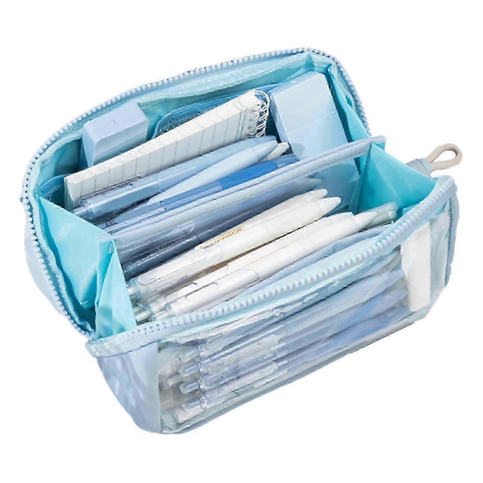 Pencil Case 3 Layers Large Capacity Transparent with Multi-pocket C...