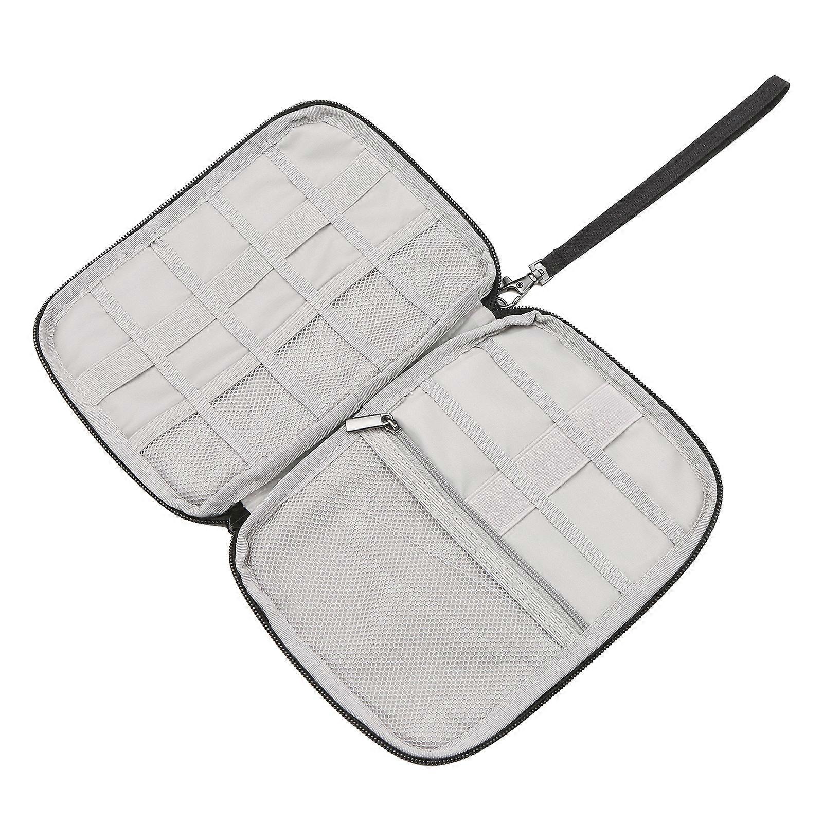 Nylon Electronic Organizer Bag 8.7x6.7x0.5in Black Grey Compact