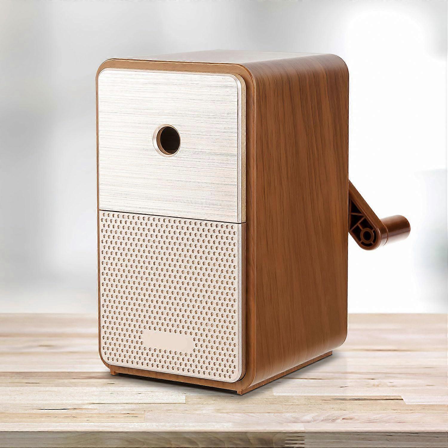 Manual Pencil Sharpener - Auto-in Hand Crank with Adjustable Point for Colored Pencils, Kids, Students, Classroom, Home and Office, Brown