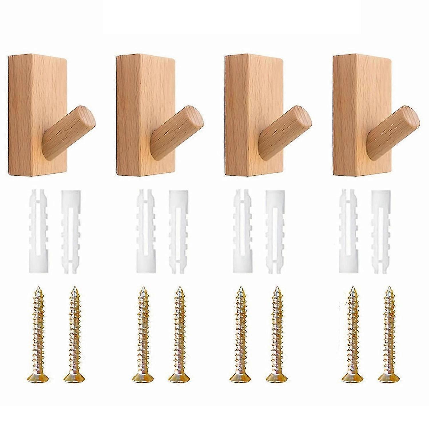 Solid Wooden Hook, Wall Free Punching Door Back Hook,Entryway Hook