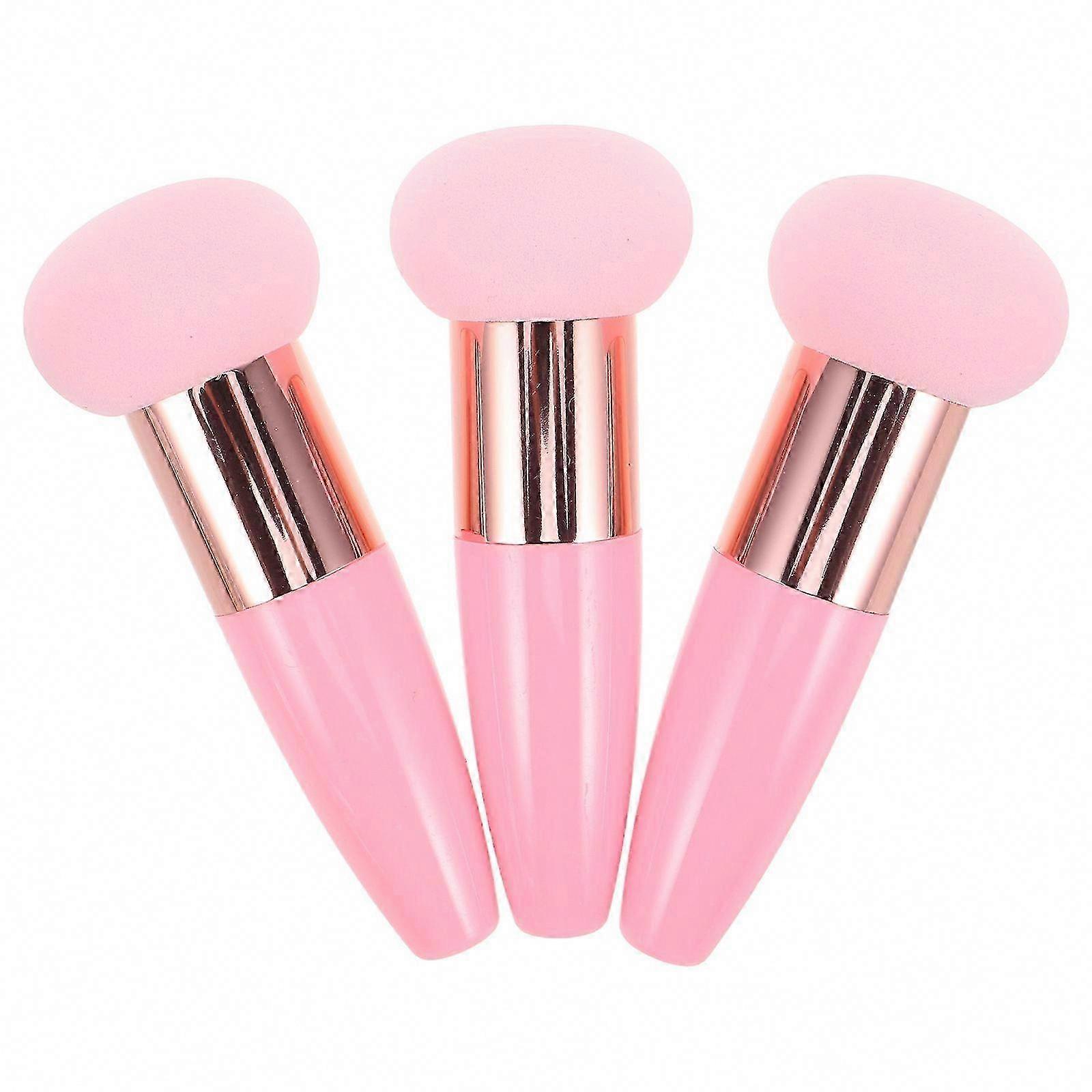 3PCS Mushroom Head Makeup Sponge with Handle for Foundation Blush Powder Application