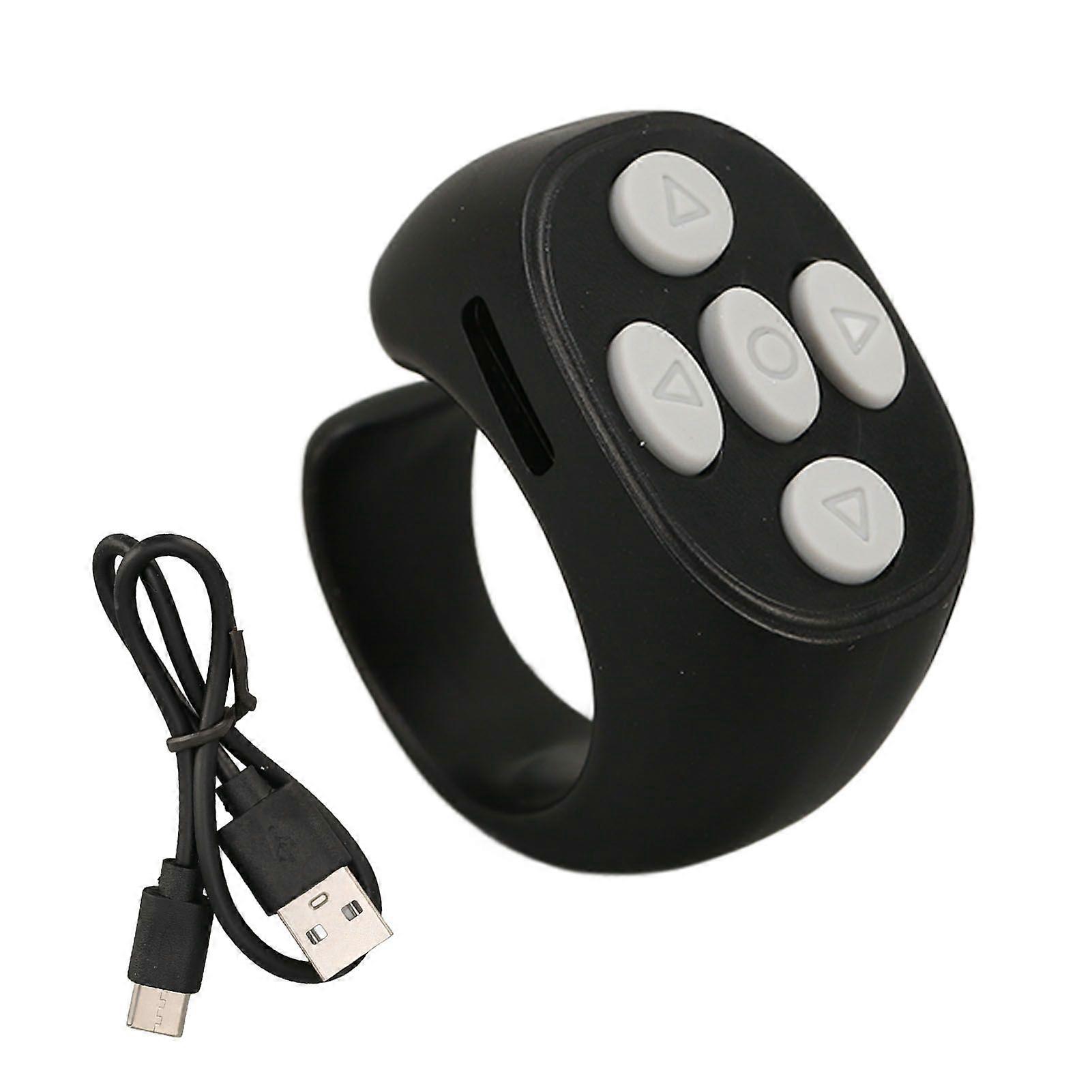 Wireless Bluetooth 5.3 Smart Ring Remote Control for TikTok E-Book, Black